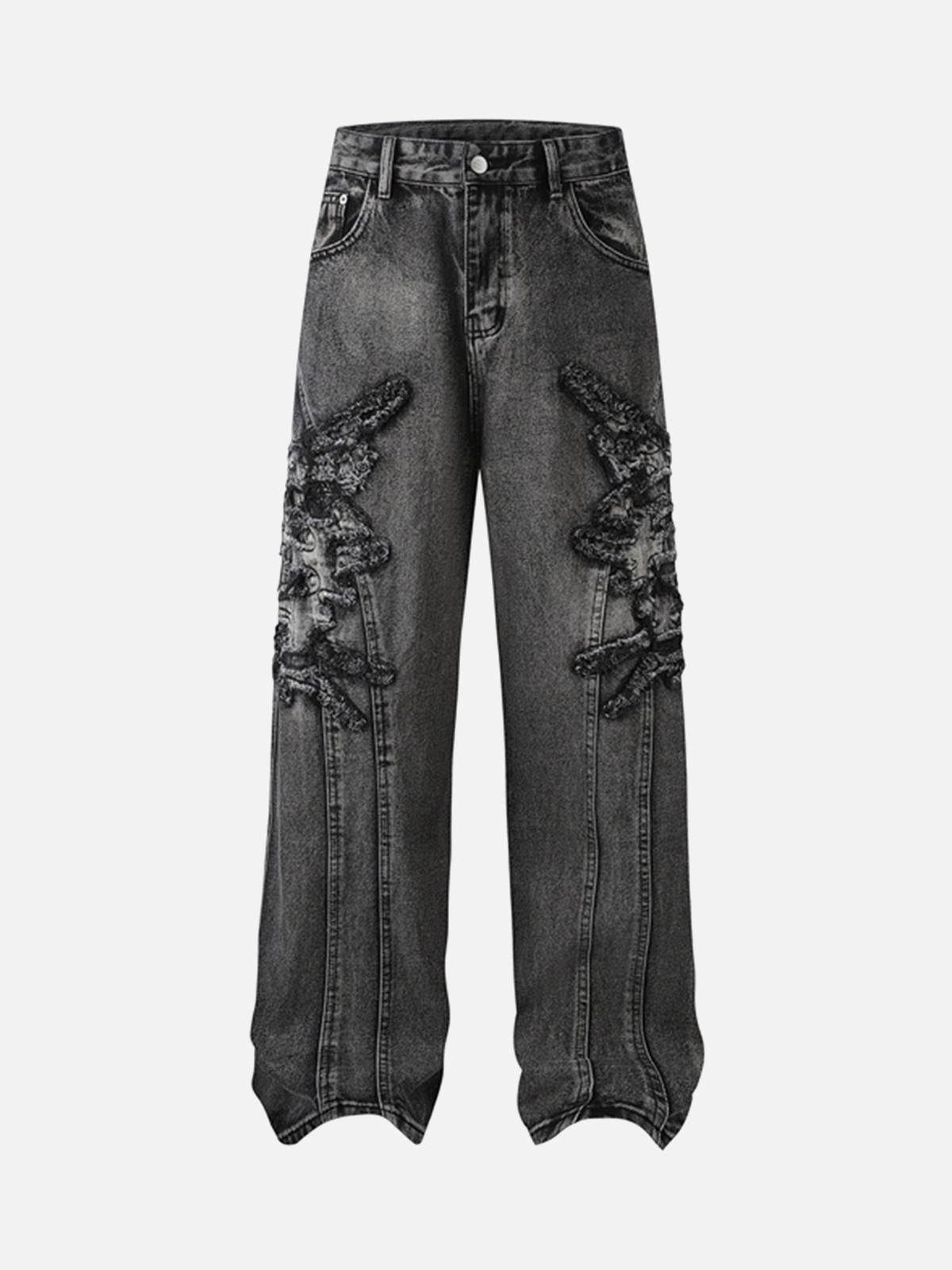 Concert Outfit Raw Edge Patch Straight Jeans