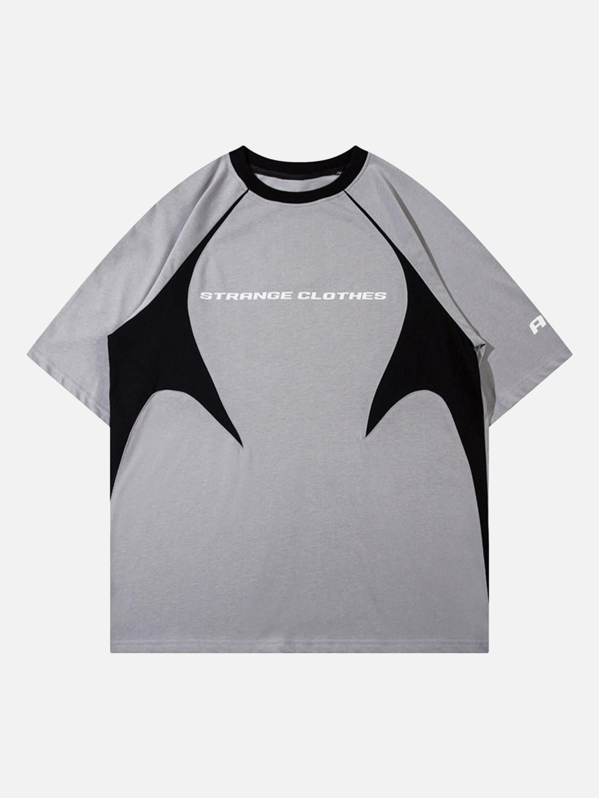 Concert Outfit Retro Color-Blocked Deconstructed Stitching Racing T-Shirt