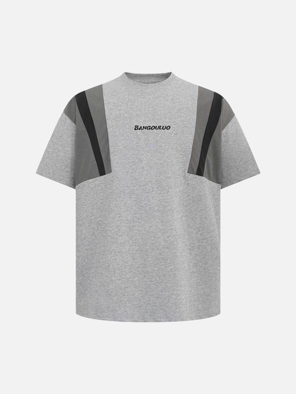 Concert Outfit Retro Contrast Color Stitching Embroidered Letter T-Shirt