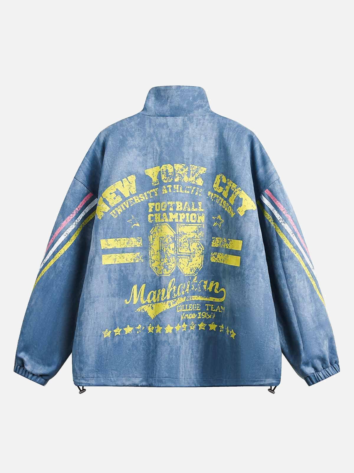 Concert Outfit Retro Contrast Suede Track Jacket