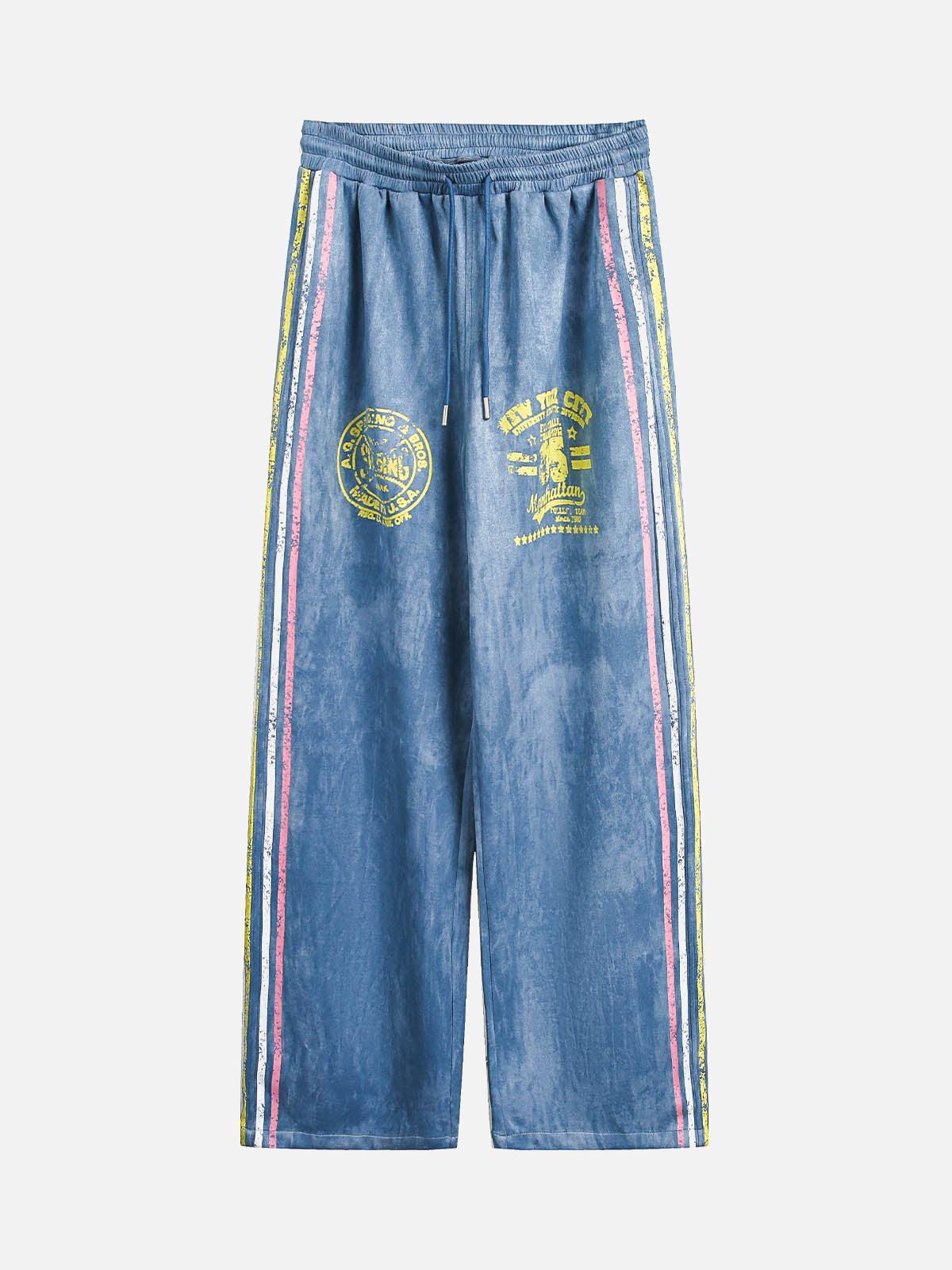 Concert Outfit Retro Contrast Suede Track Pants
