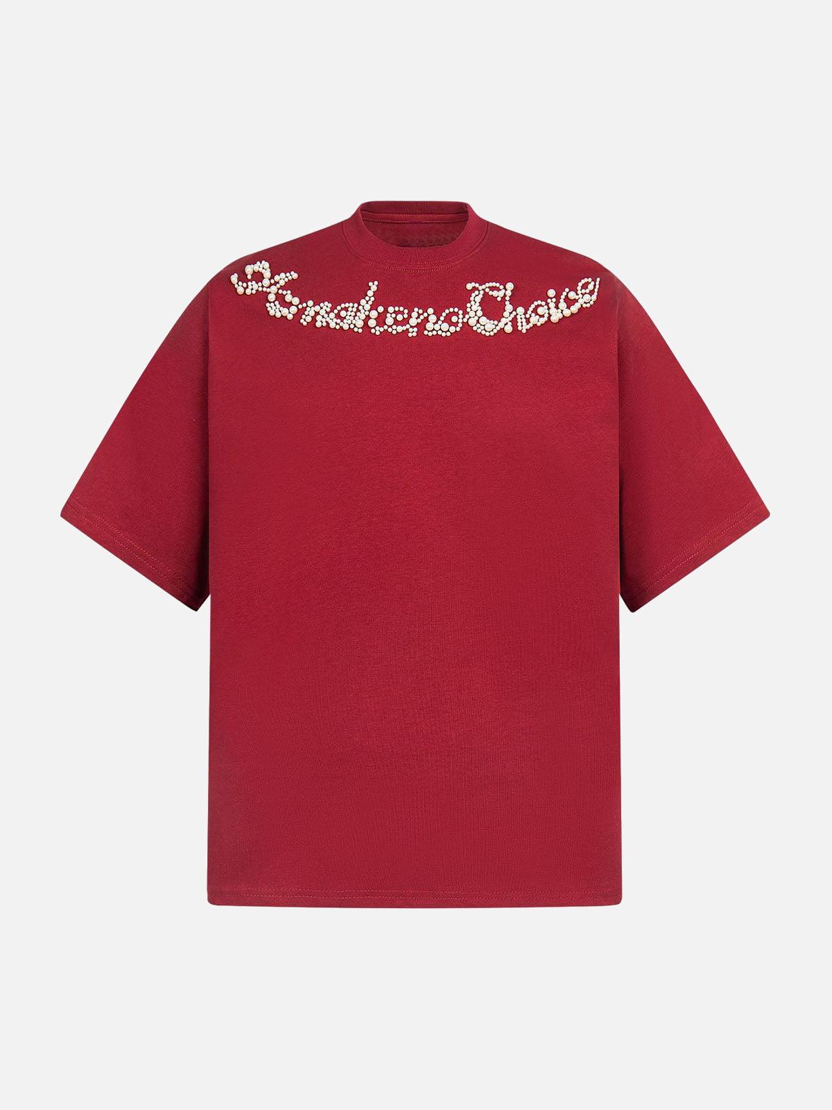 Concert Outfit Retro Embroidery Beaded Letter Print T-Shirt