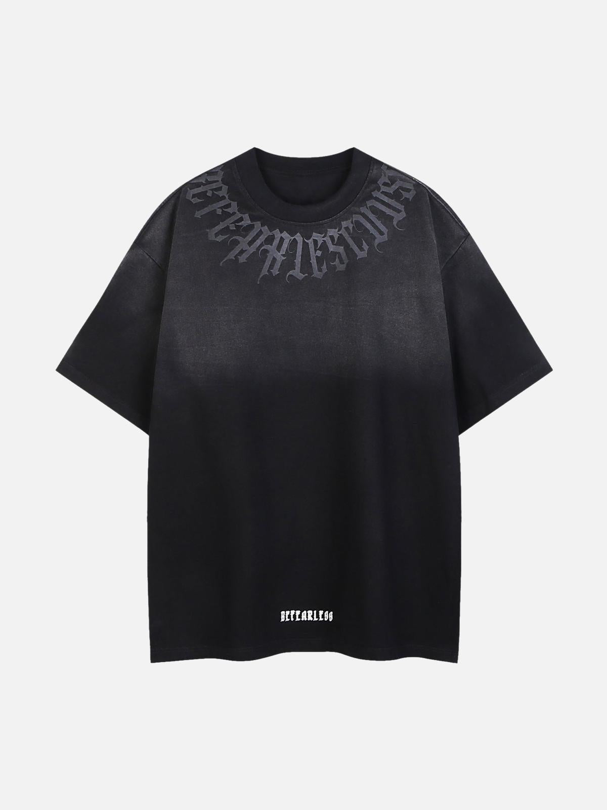 Concert Outfit Retro Gradient Letter Printed Washed Oversize T-Shirt