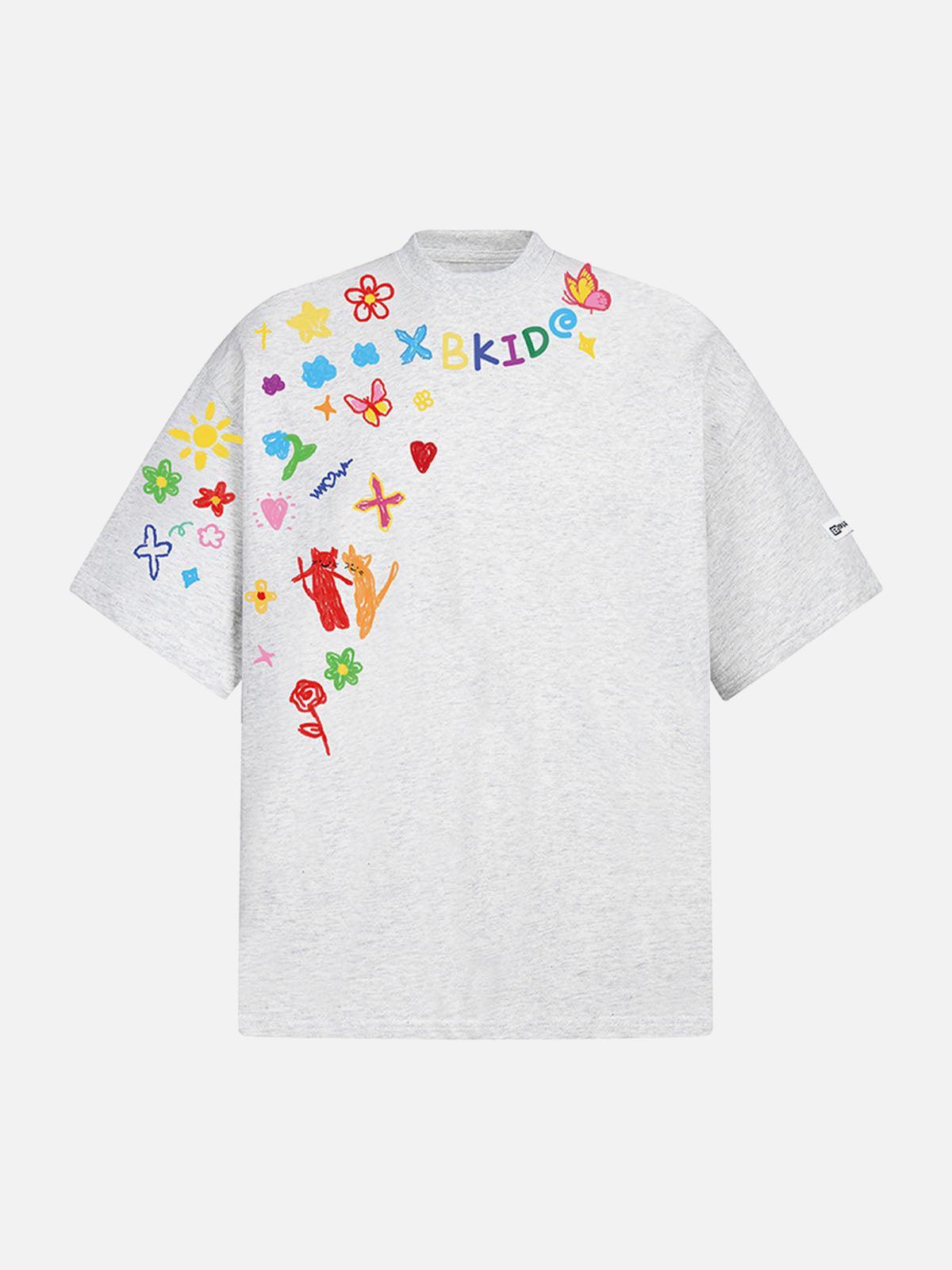 Concert Outfit Retro Graffiti Hand-Painted T-Shirt