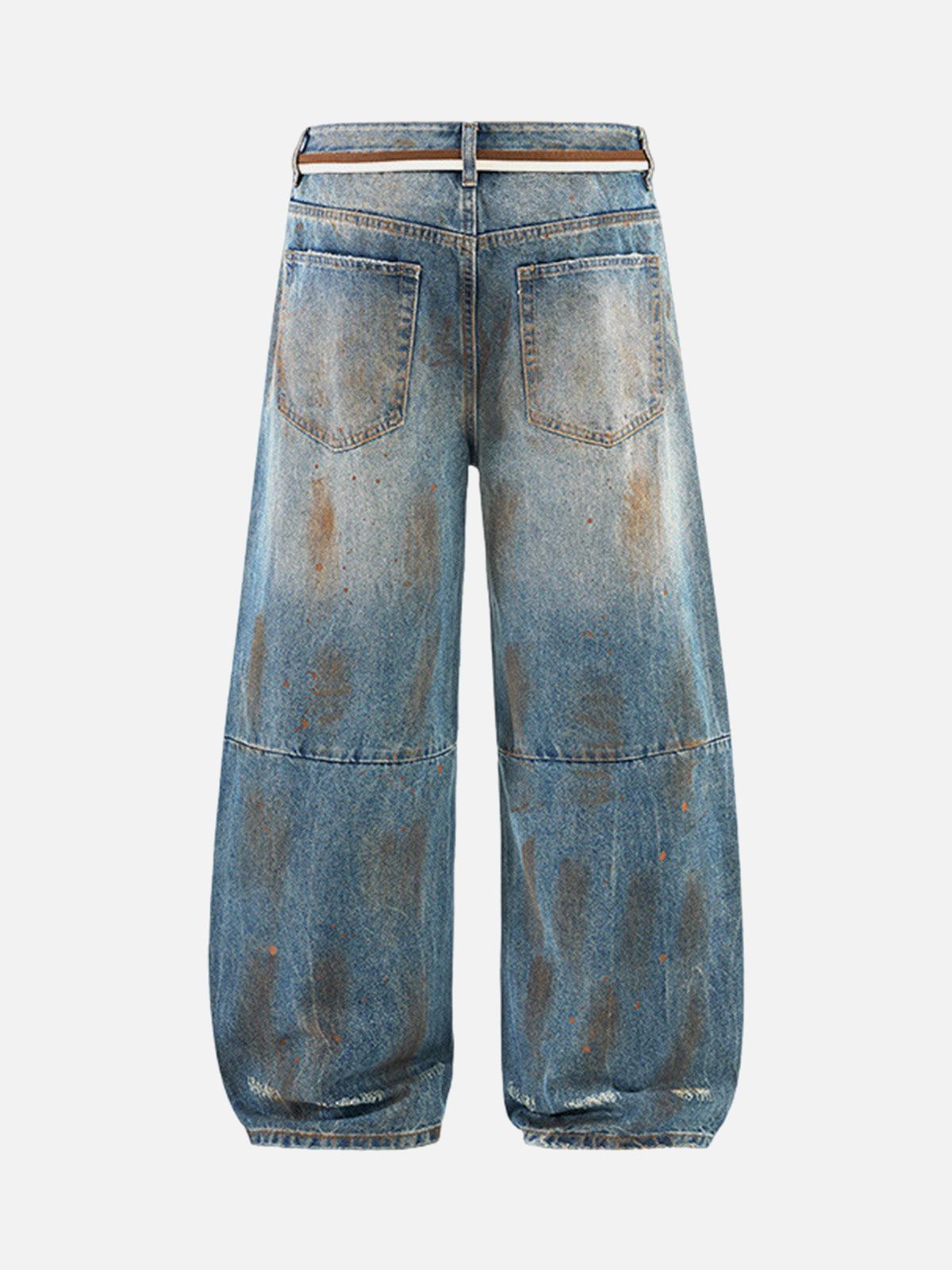 Concert Outfit Retro Ink-Splashed Ripped Jeans