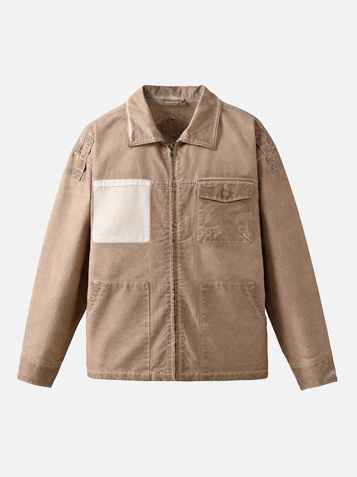 Concert Outfit Retro Lapel  Zip Up Work Jacket