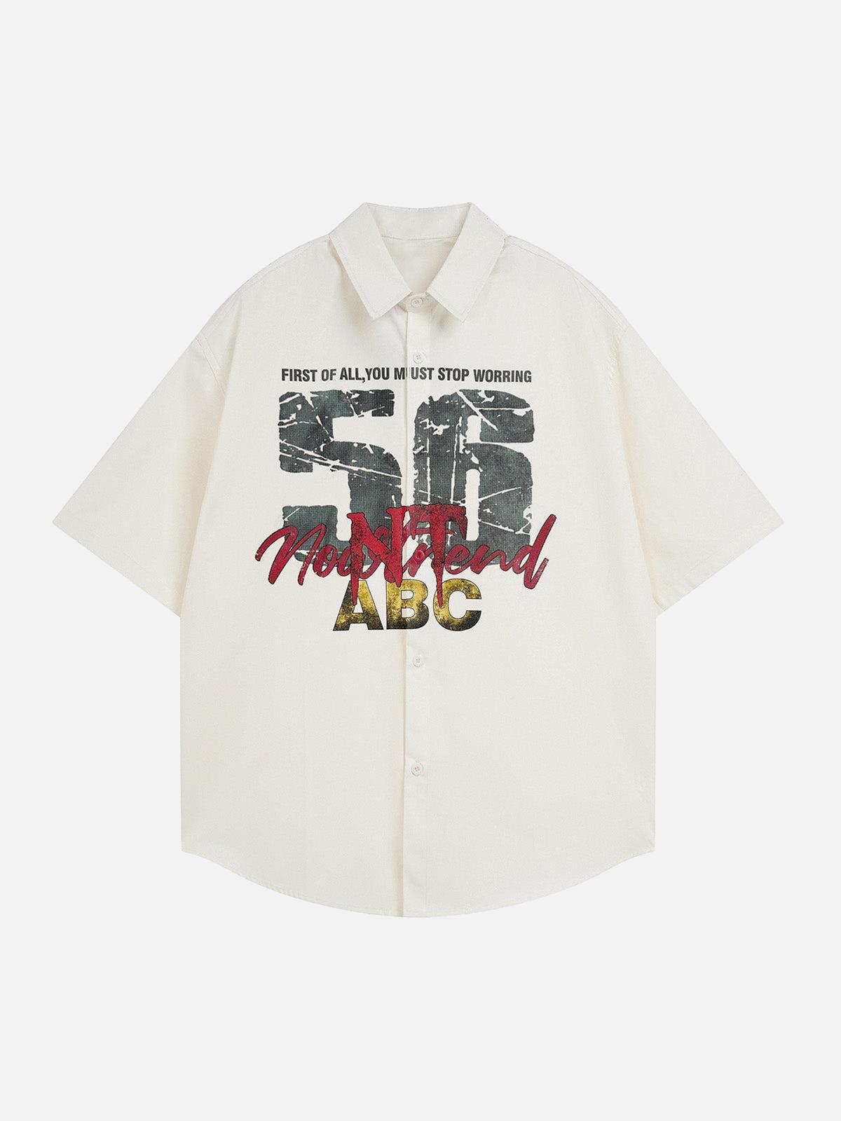 Concert Outfit Retro Letter Print Short Sleeve Shirt