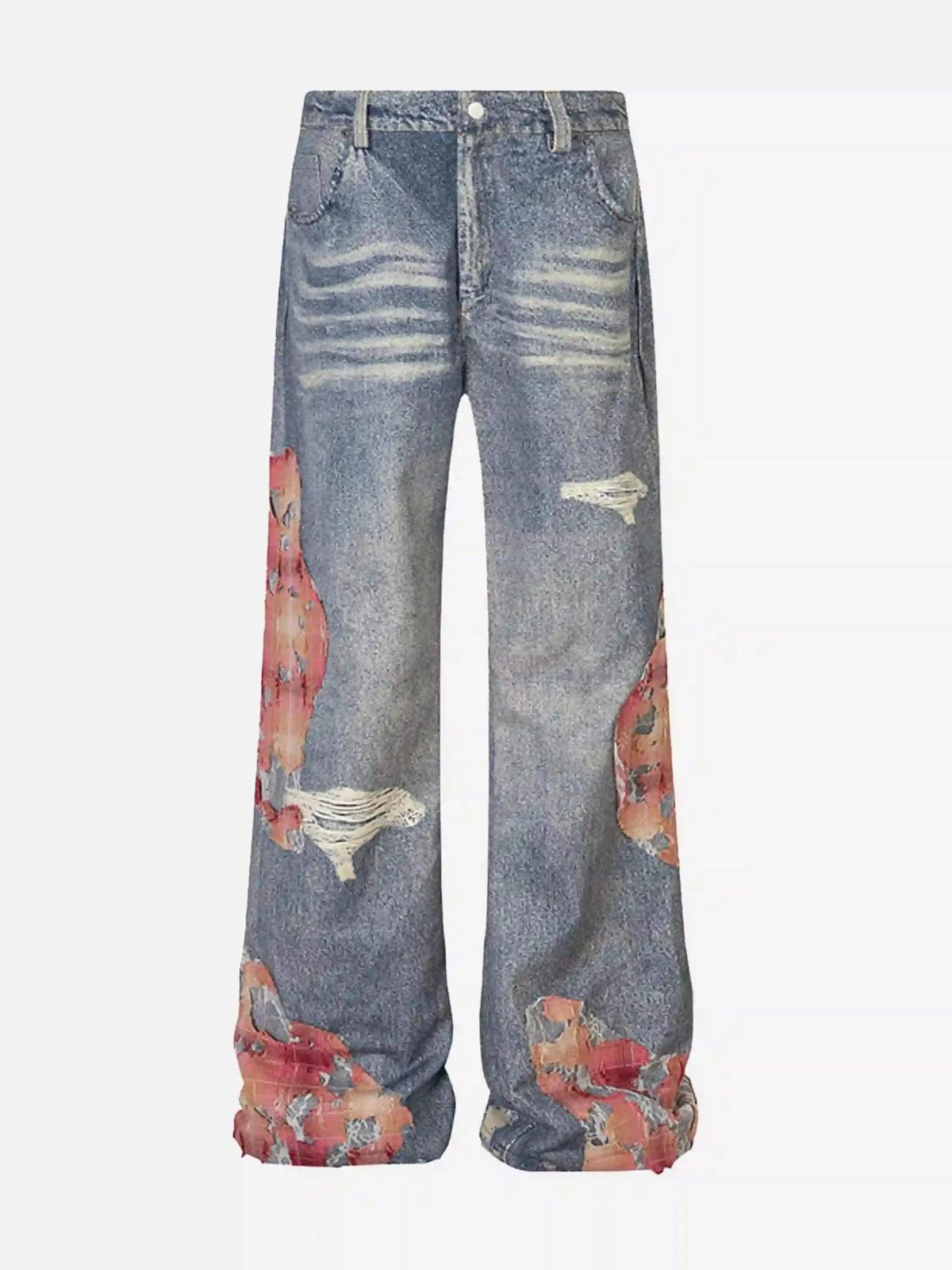 Concert Outfit Retro Patchwork Street Jeans