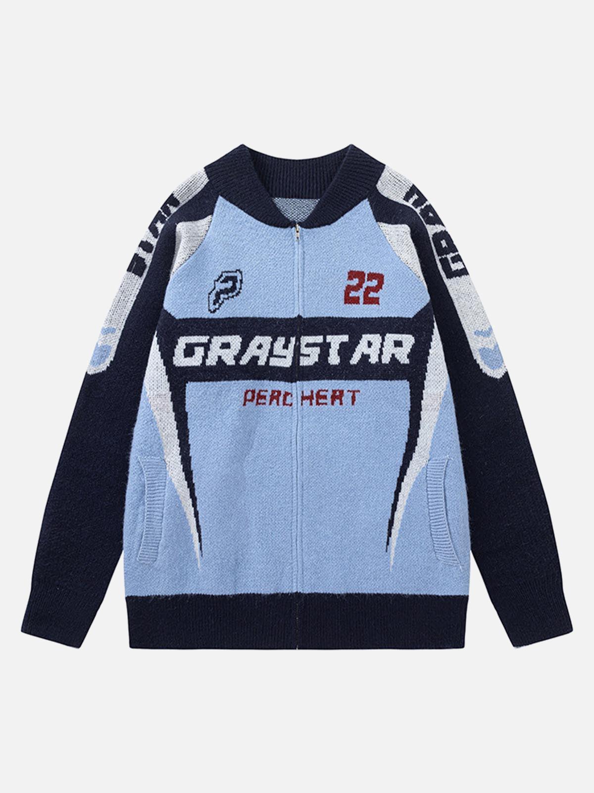 Concert Outfit Retro Racing Bomber Sweater Jacket