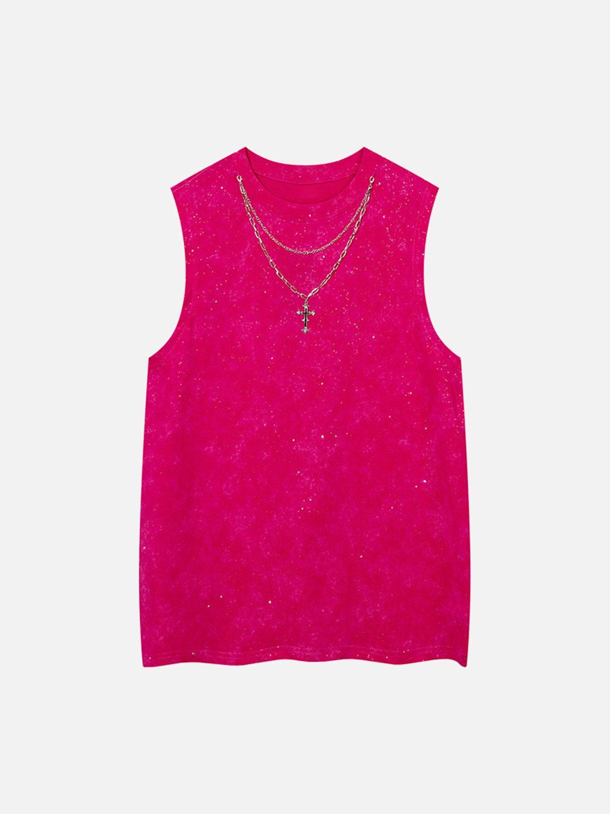 Concert Outfit Retro Rhinestone Cross Chain Vest
