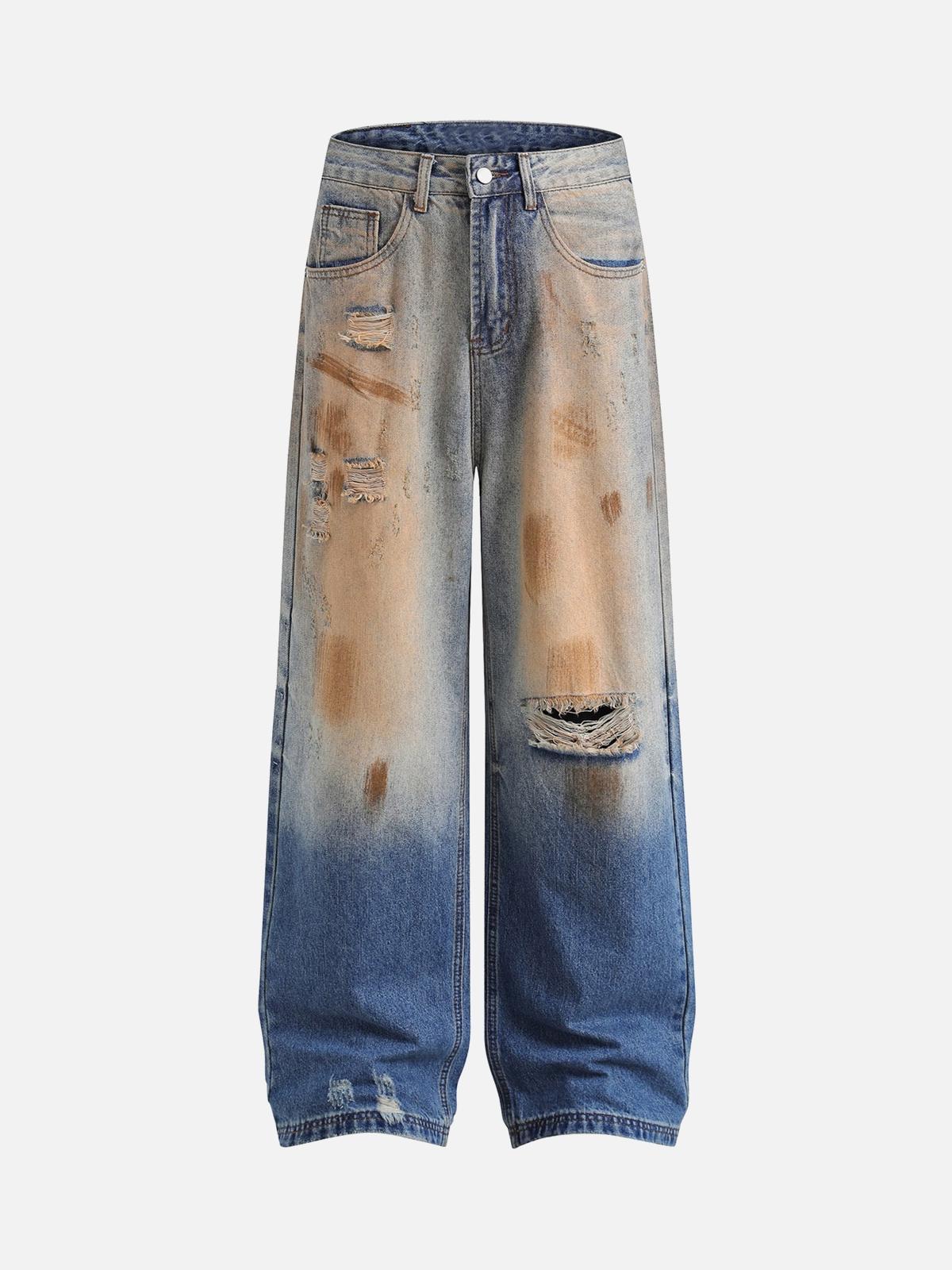 Concert Outfit Retro Ripped Washed Patina Street Hip-Hop Jeans