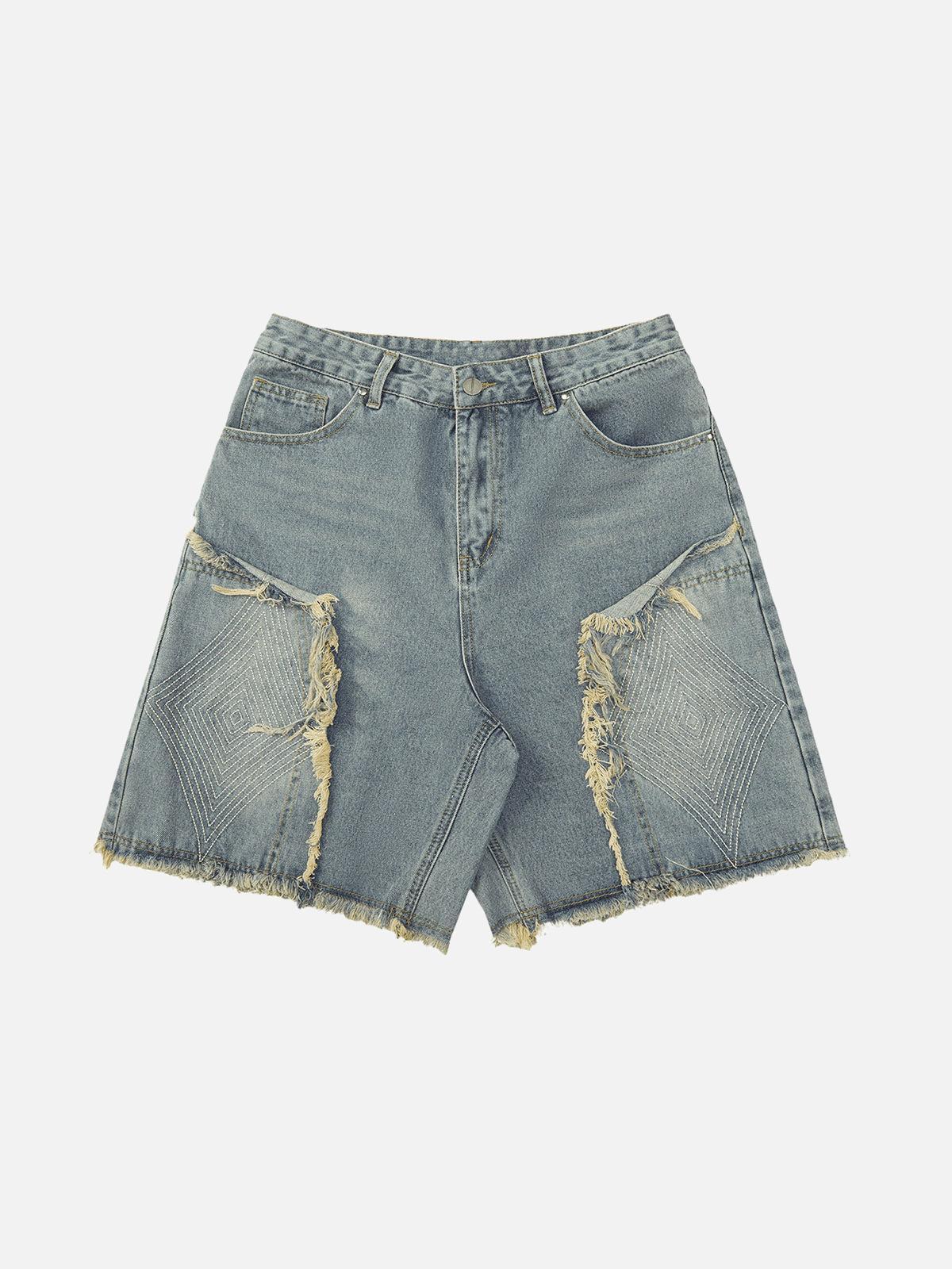 Concert Outfit Retro Stitching Diamonds Embroidery Shorts