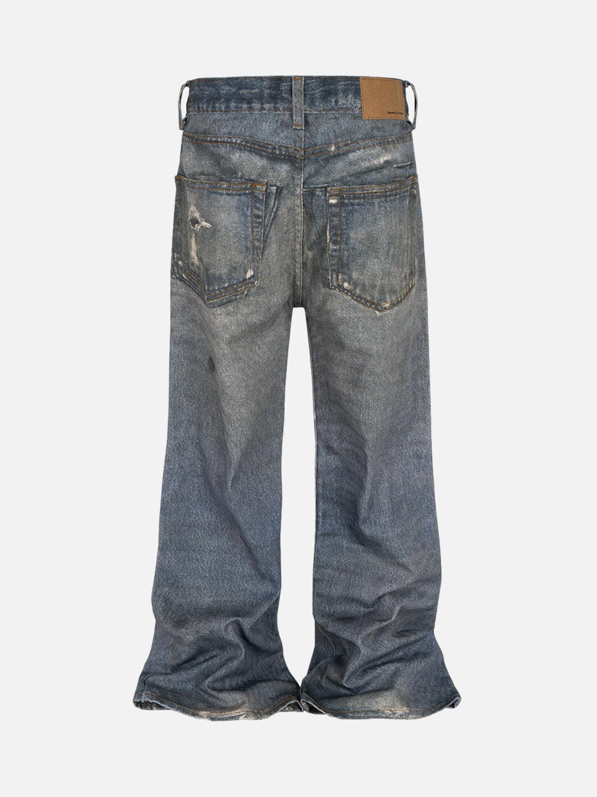 Concert Outfit Retro Washed Ripped Flare Jeans