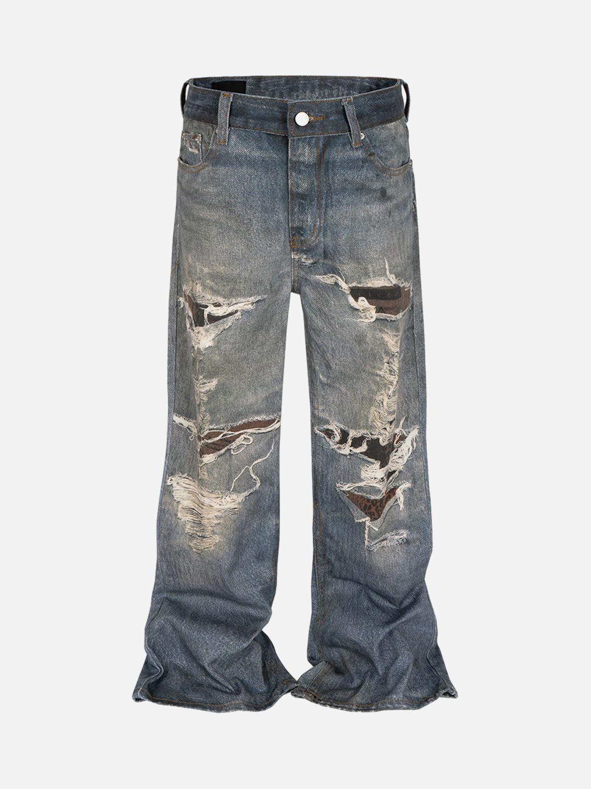 Concert Outfit Retro Washed Ripped Flare Jeans