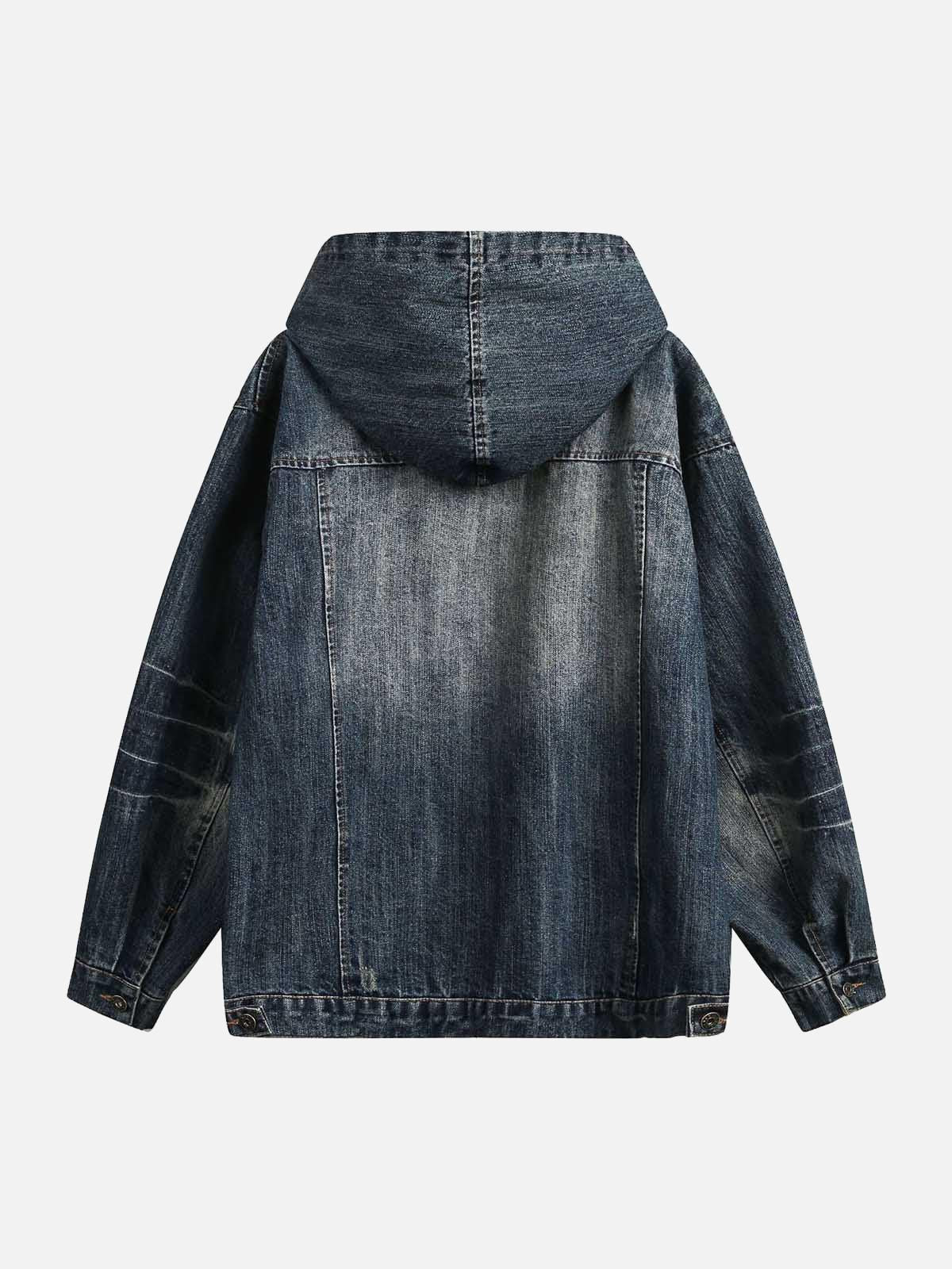 Concert Outfit Retro Washed Workwear Denim Hooded Jacket
