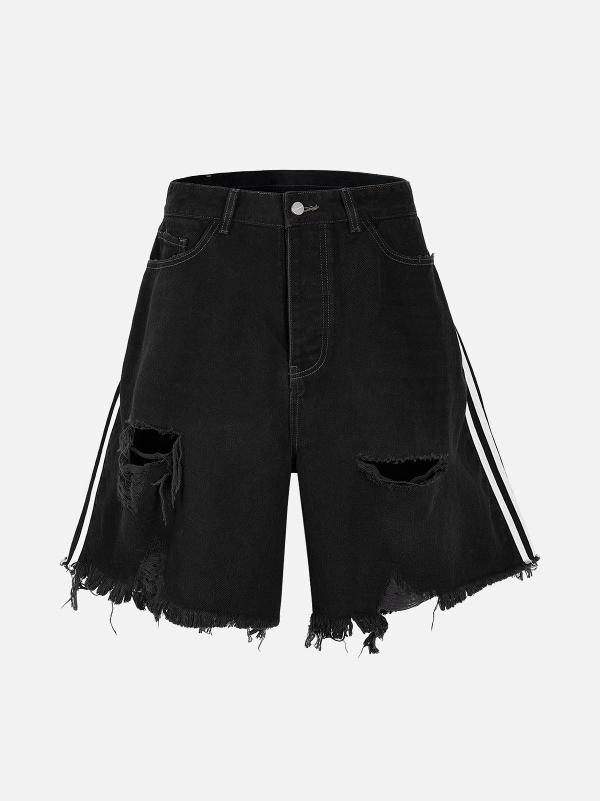 Concert Outfit Retro Whisker Raw Edge Denim Shorts