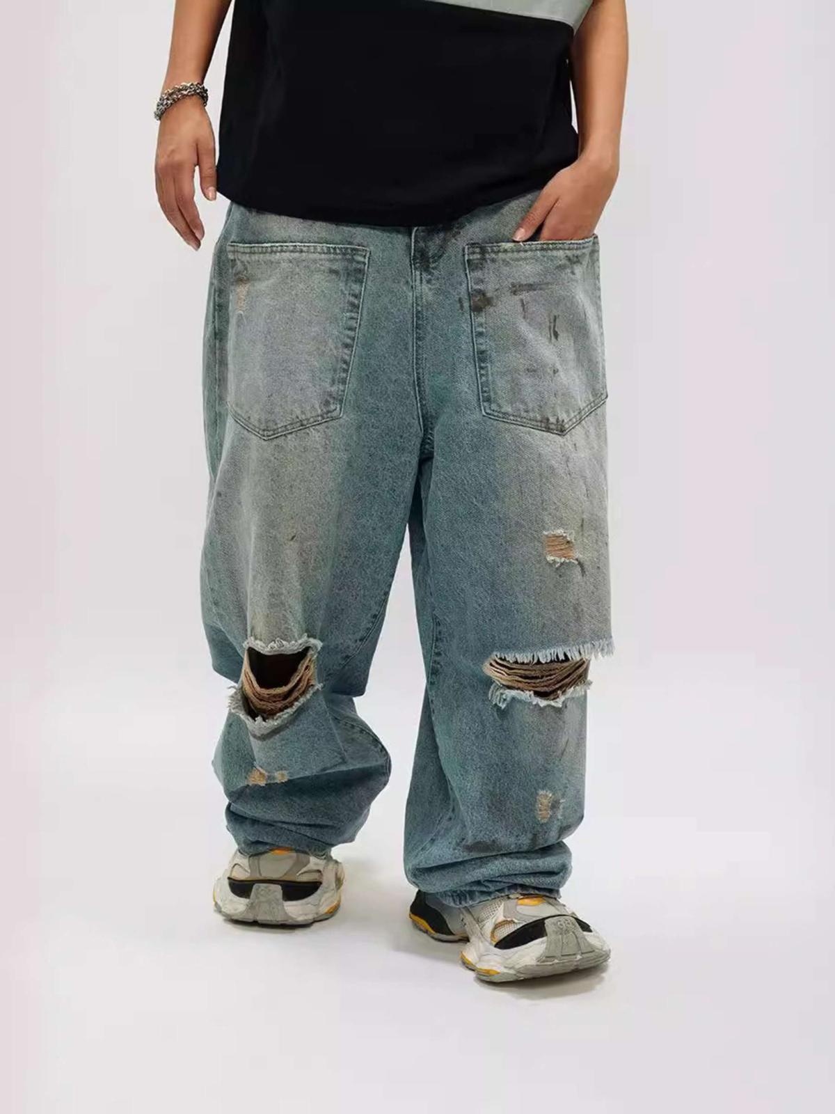 Concert Outfit Reverse Pocket Ripped Jeans