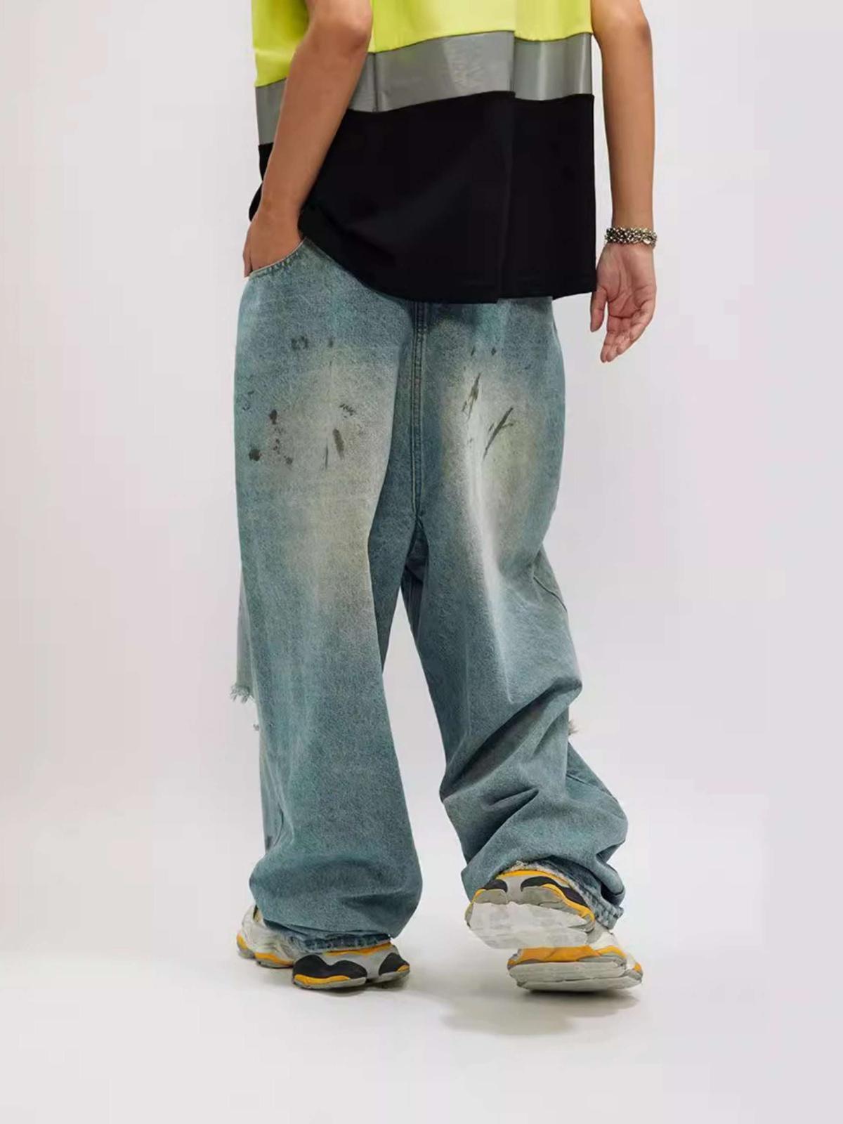 Concert Outfit Reverse Pocket Ripped Jeans
