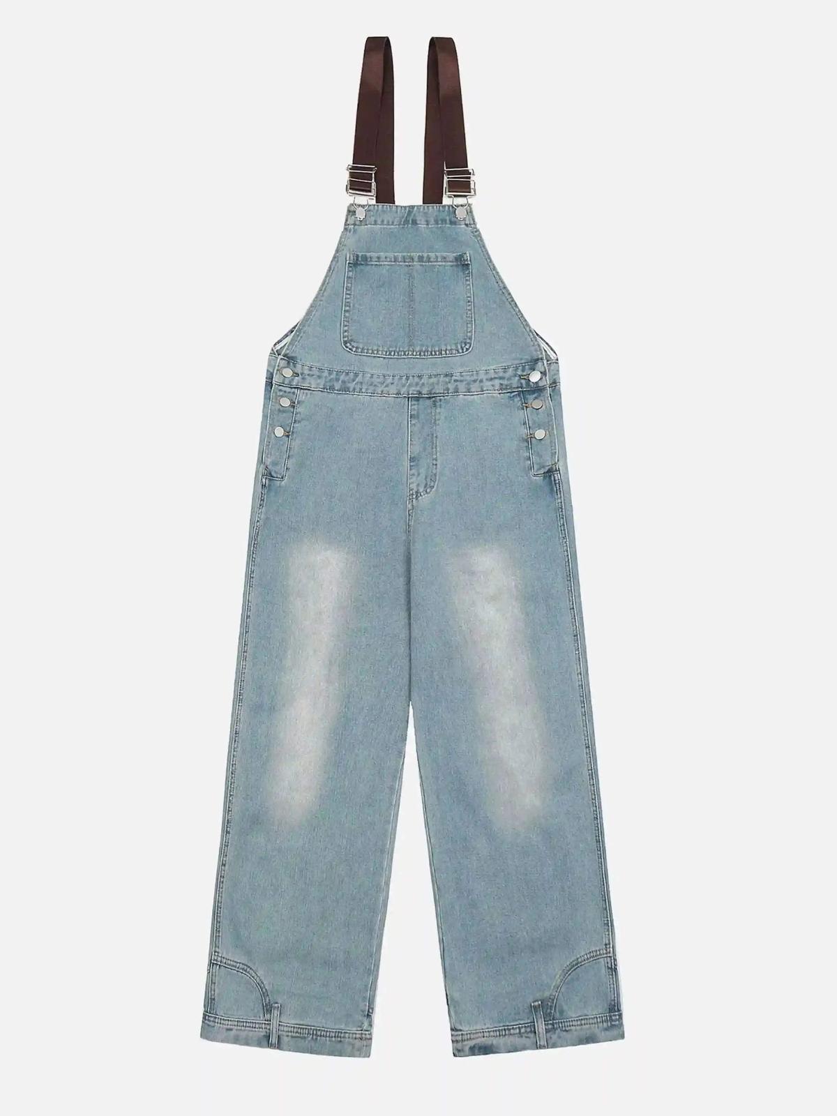 Concert Outfit Reverse Stitching Overalls Wide-Leg Denim Jeans