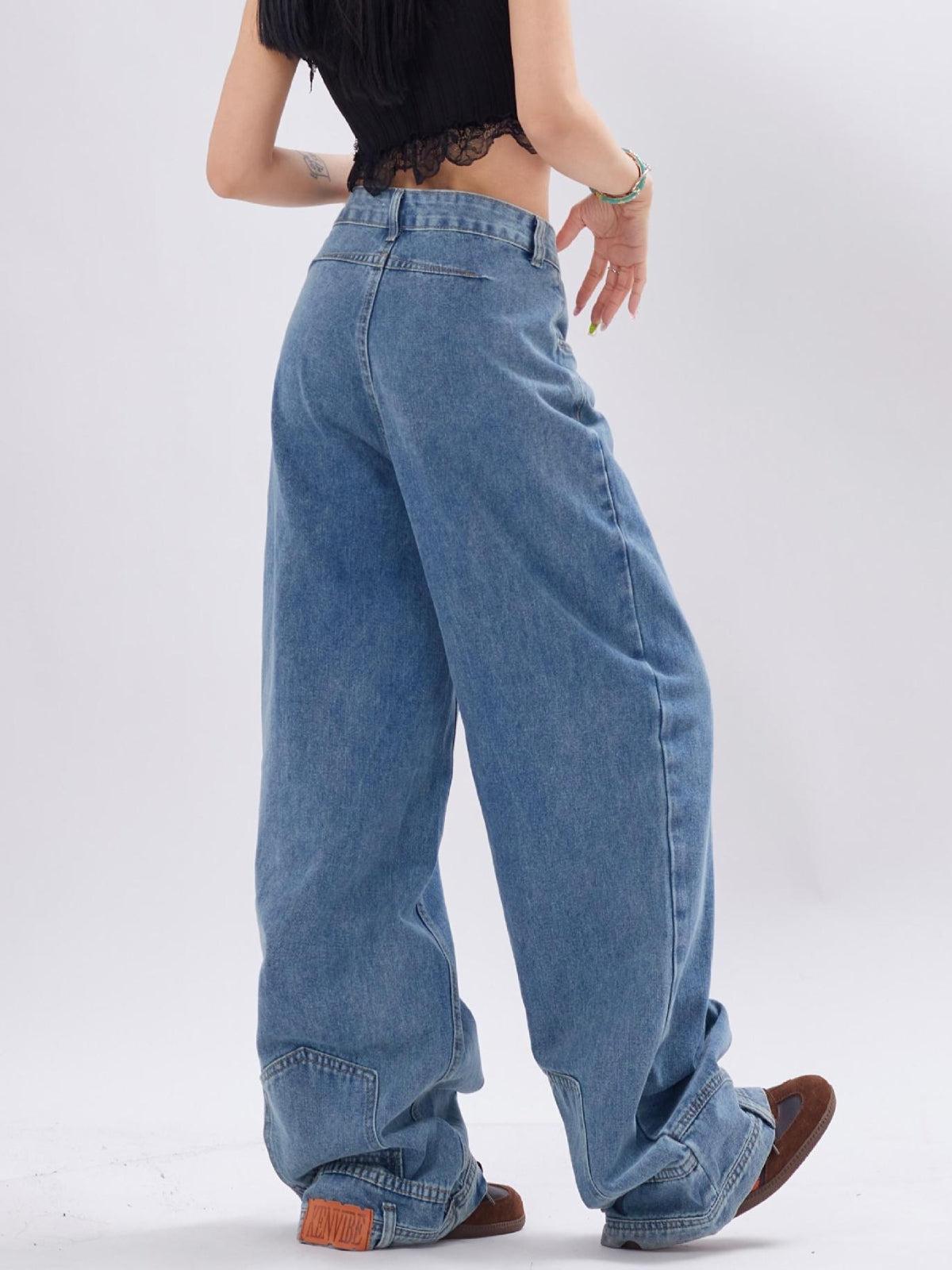 Concert Outfit Reverse Washed Loose Jeans