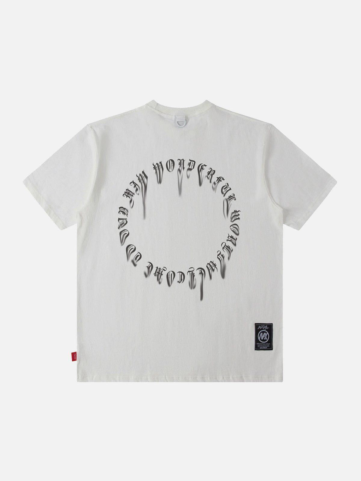 Concert Outfit Ring Shaped Gothic Letter Print Tee