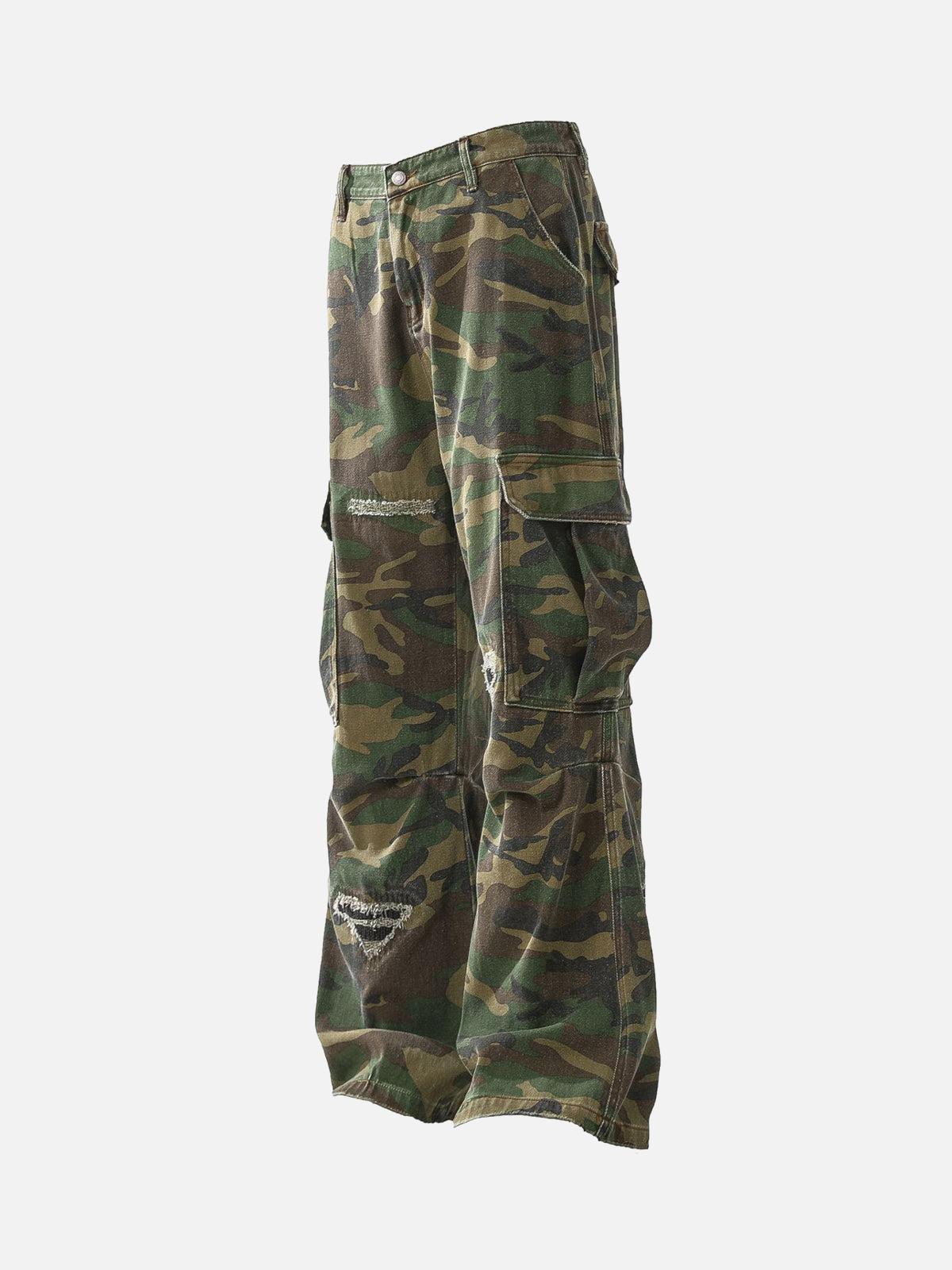 Concert Outfit Ripped Camouflage Flared Cargo Pants