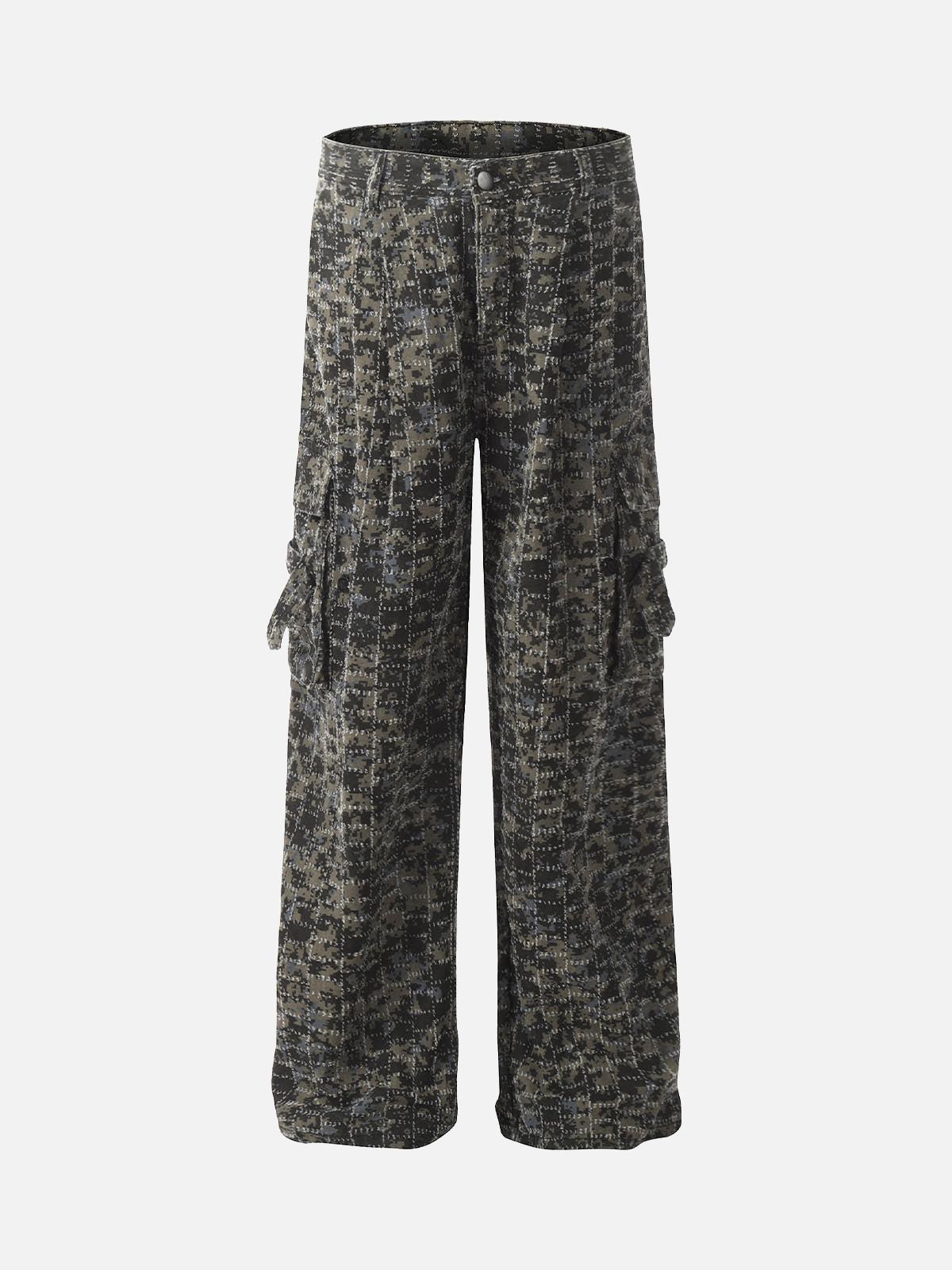 Concert Outfit Ripped Camouflage Multi-Pocket Cargo Pants