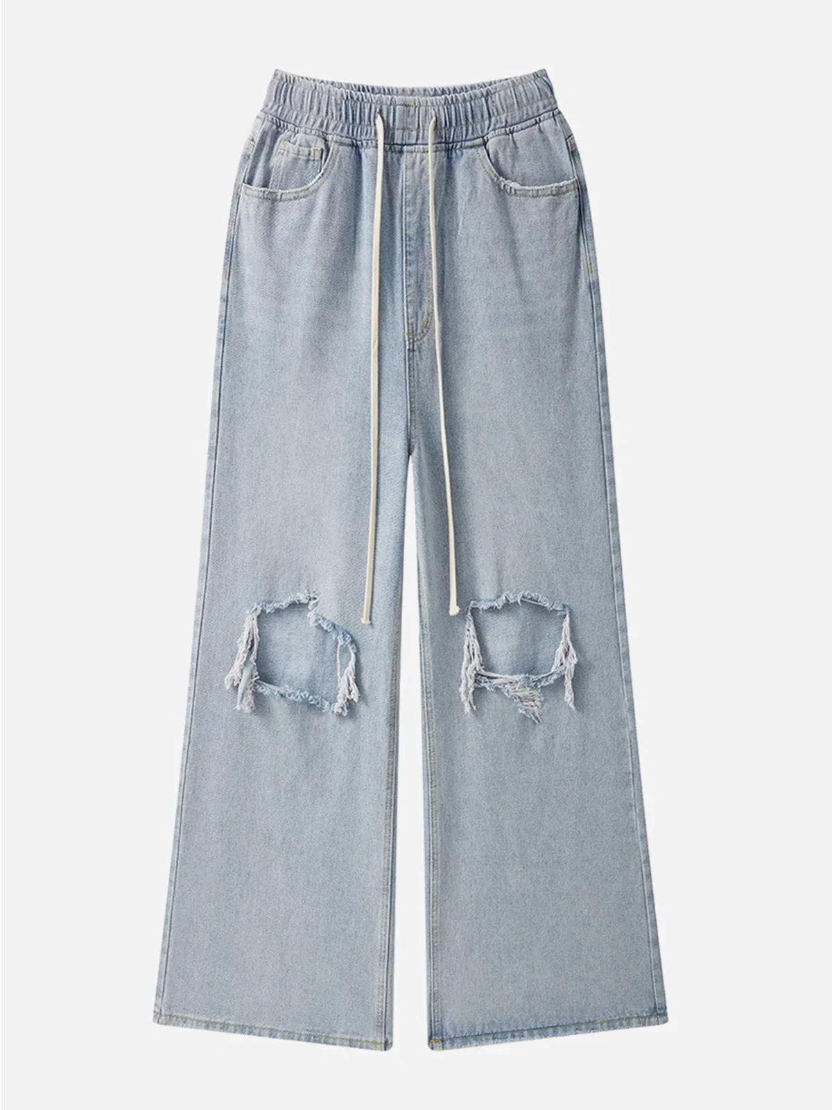 Concert Outfit Ripped Denim Wide Leg Pants