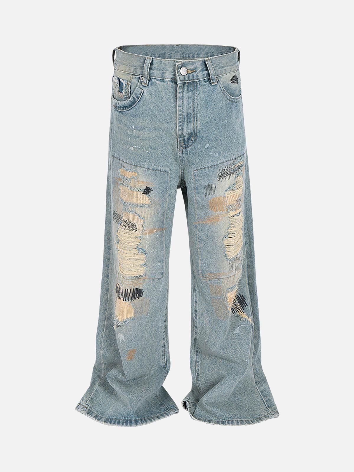 Concert Outfit Ripped Distressed Baggy Flare Jeans