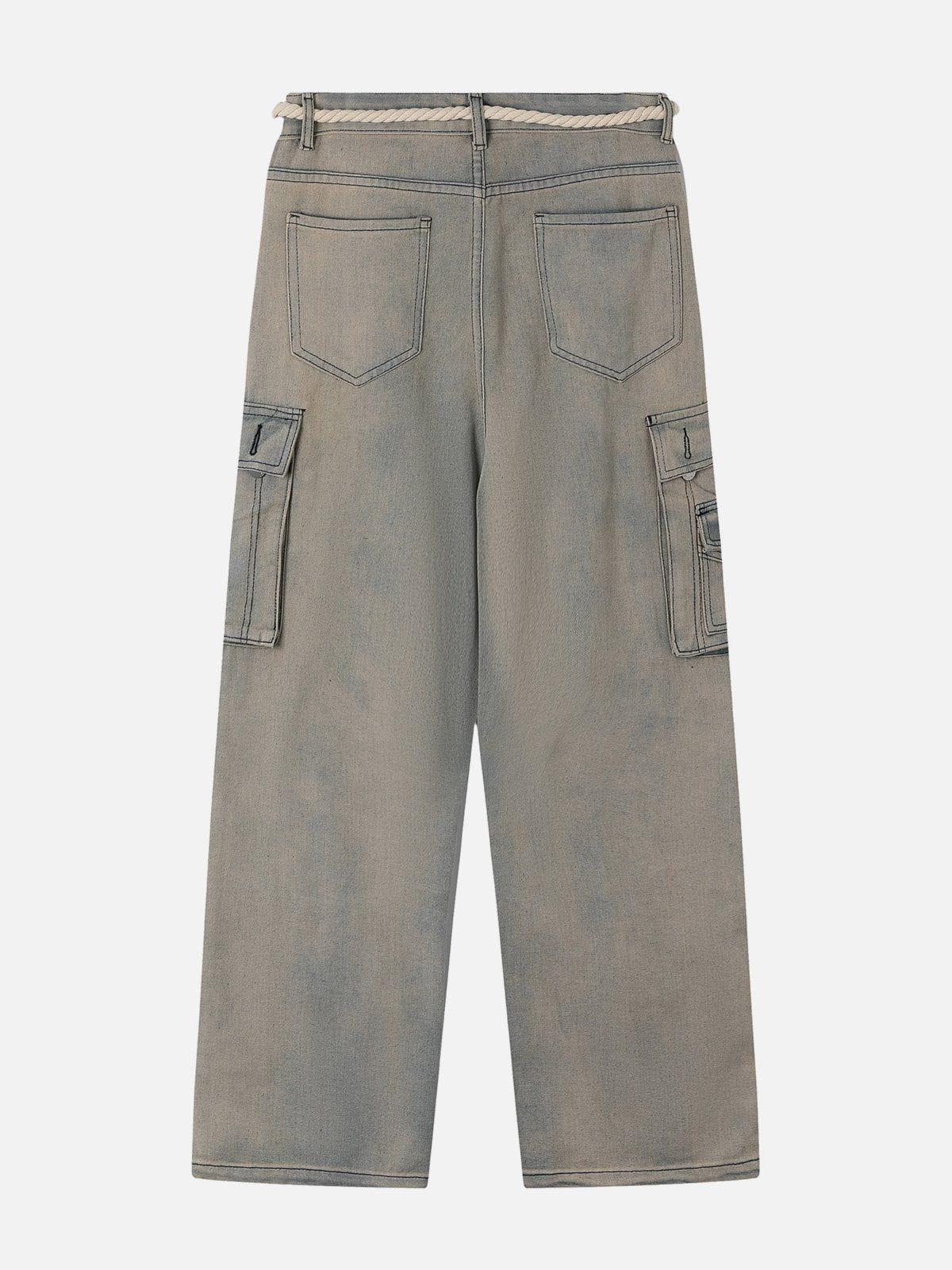Concert Outfit Rope Decoration Straight Jeans