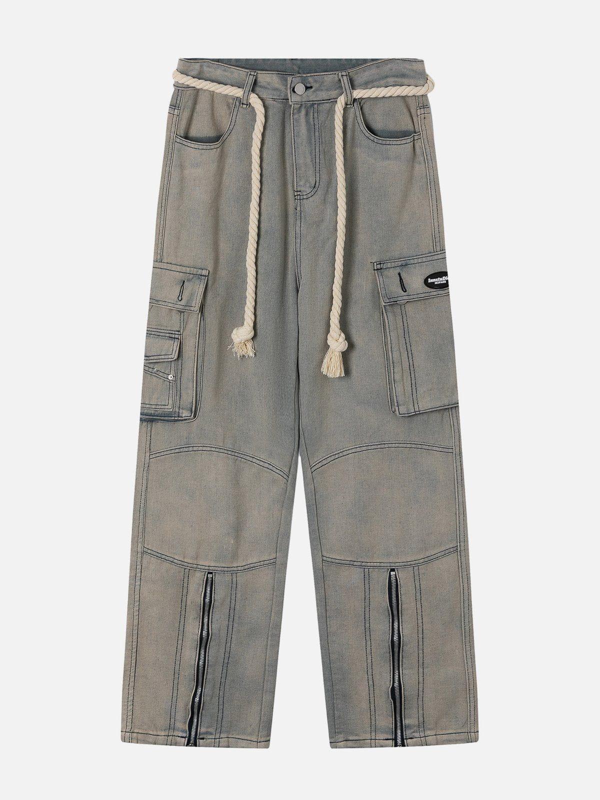 Concert Outfit Rope Decoration Straight Jeans
