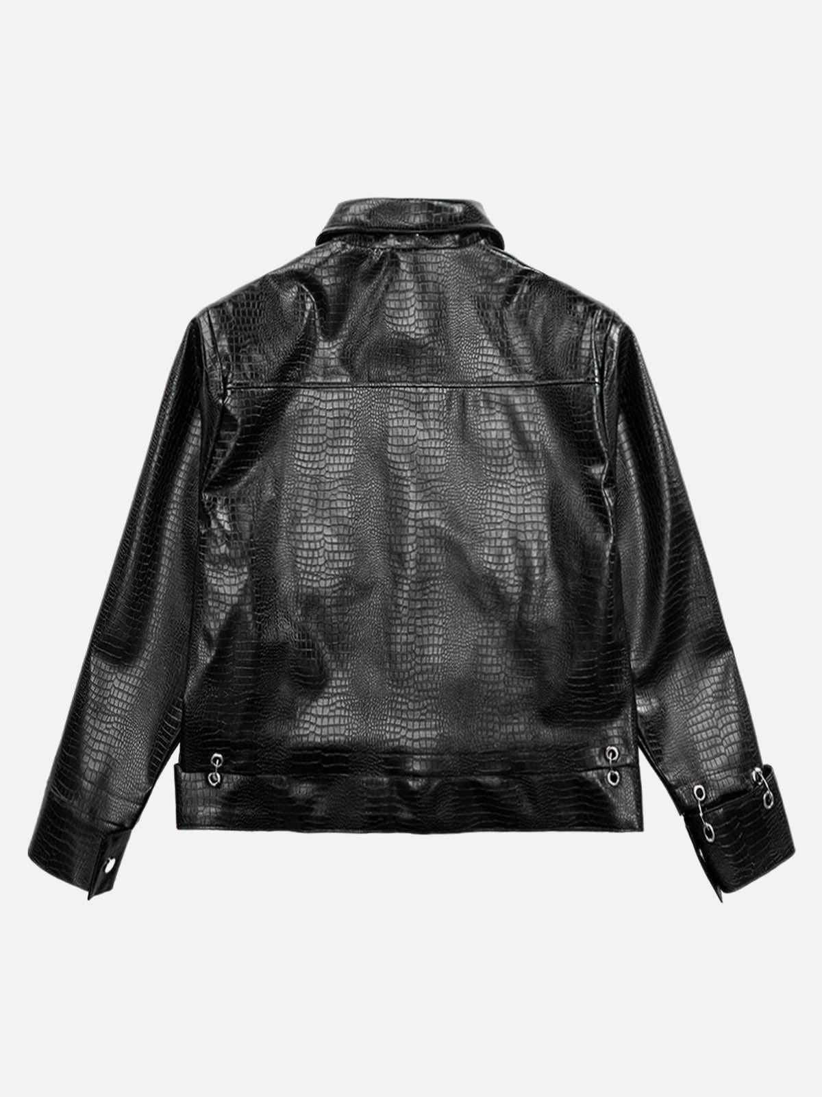 Concert Outfit Shoulder Pad PU Leather Jacket