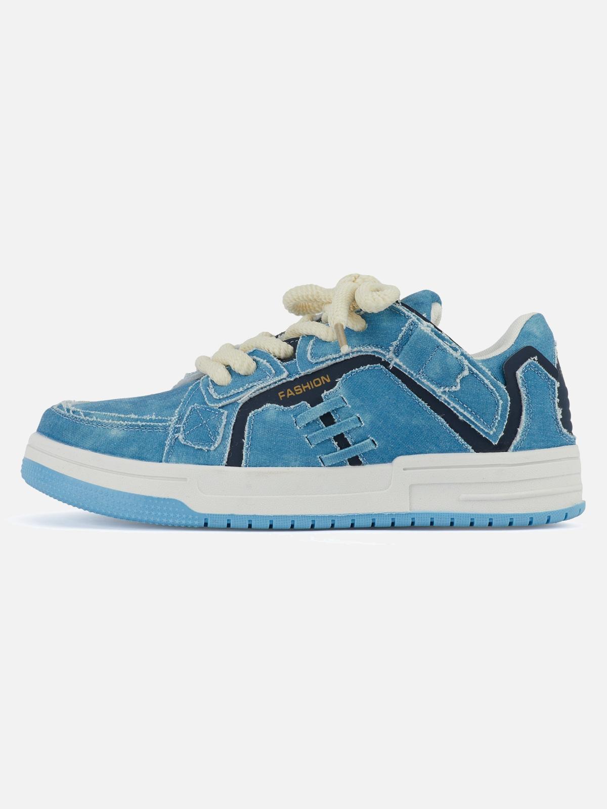 Concert Outfit Shredded Denim Patchwork Sneakers