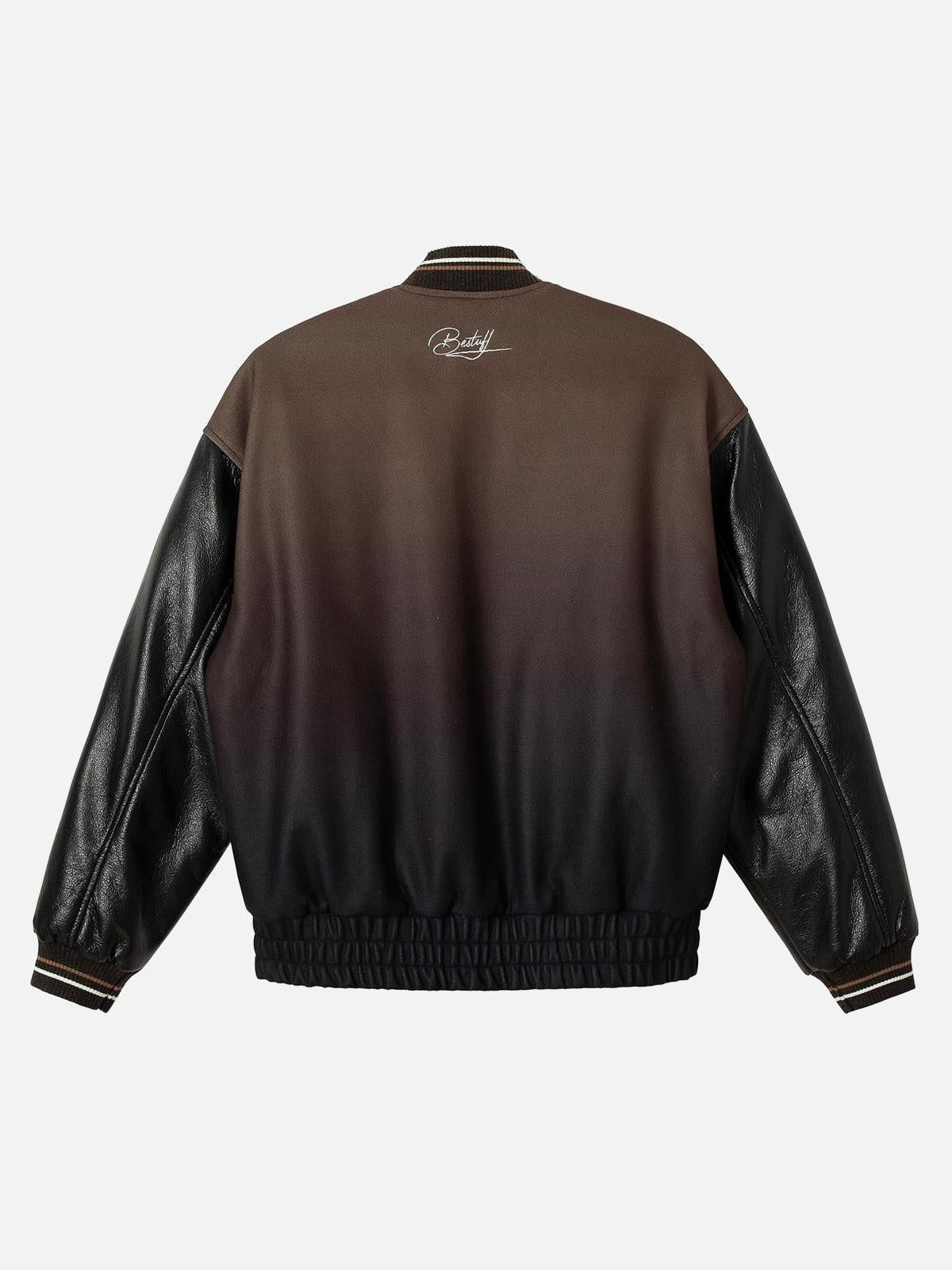 Concert Outfit Siamese Cat Embroidery Leather Bomber Jacket
