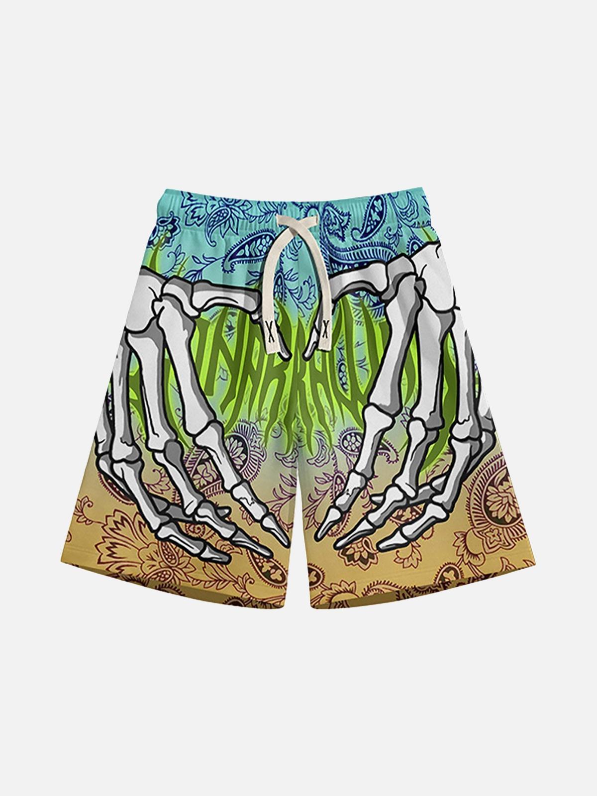 Concert Outfit Skull Hand Print Hip-Hop Shorts