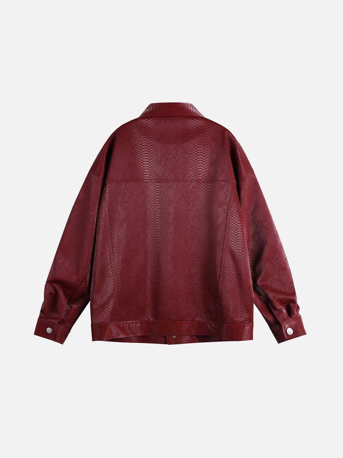 Concert Outfit Snake Texture Faux Leather Jacket