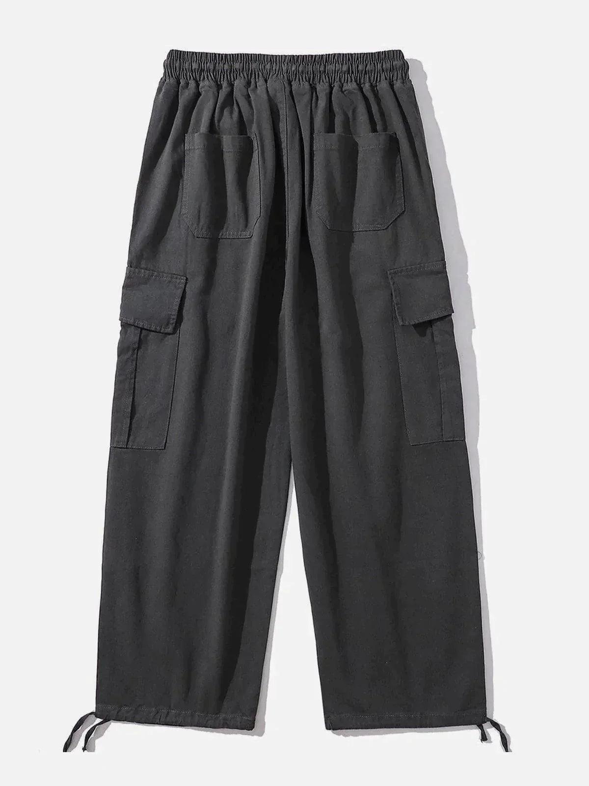 Concert Outfit Solid Color Big Pockets To Tie Feet Pants