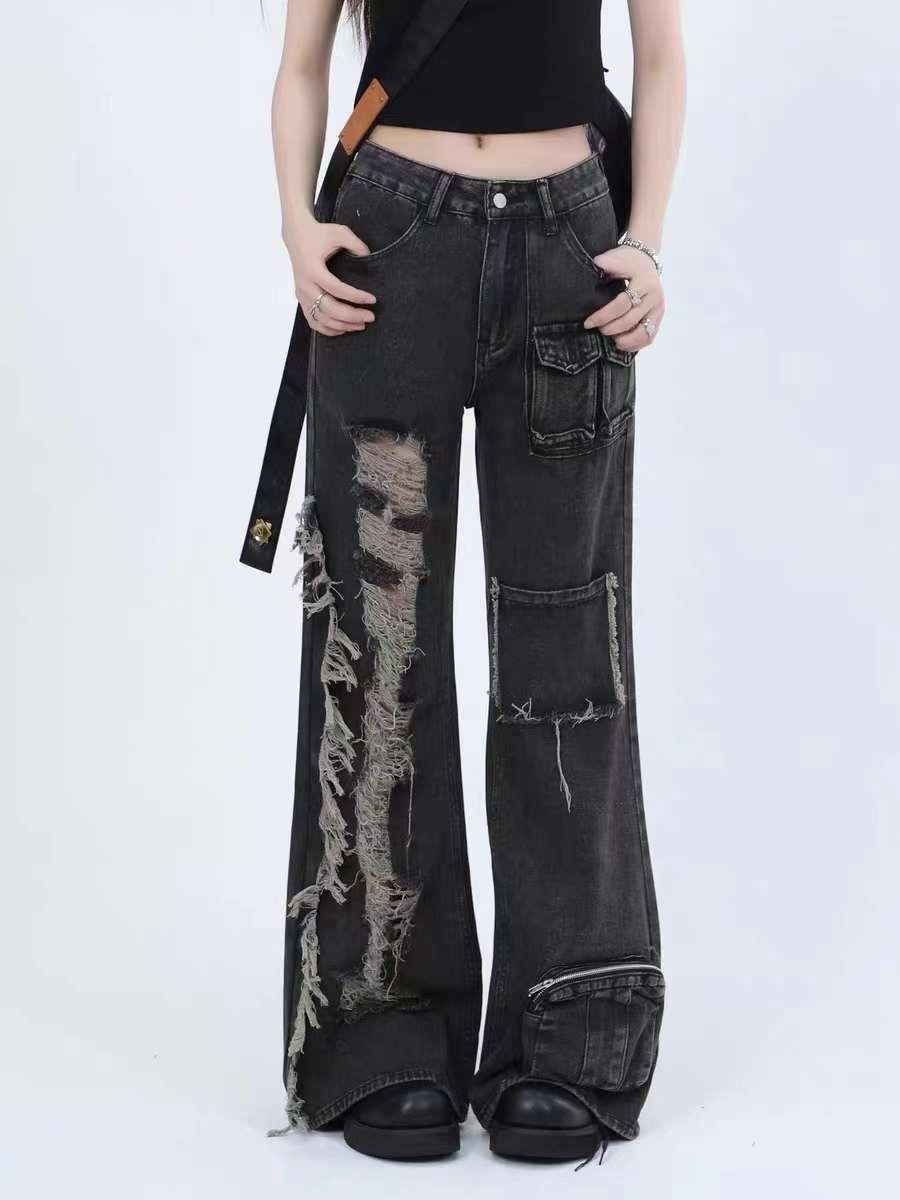 Concert Outfit Solid Color Straps Jeans