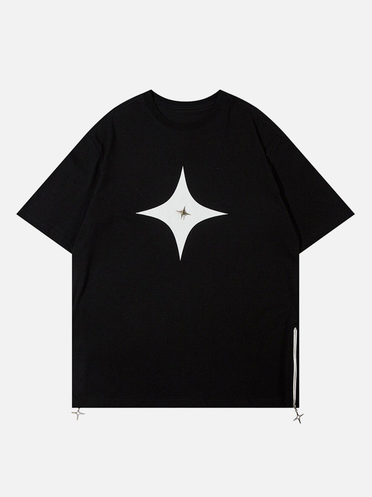 Concert Outfit Solid Color Zipper Star Tee