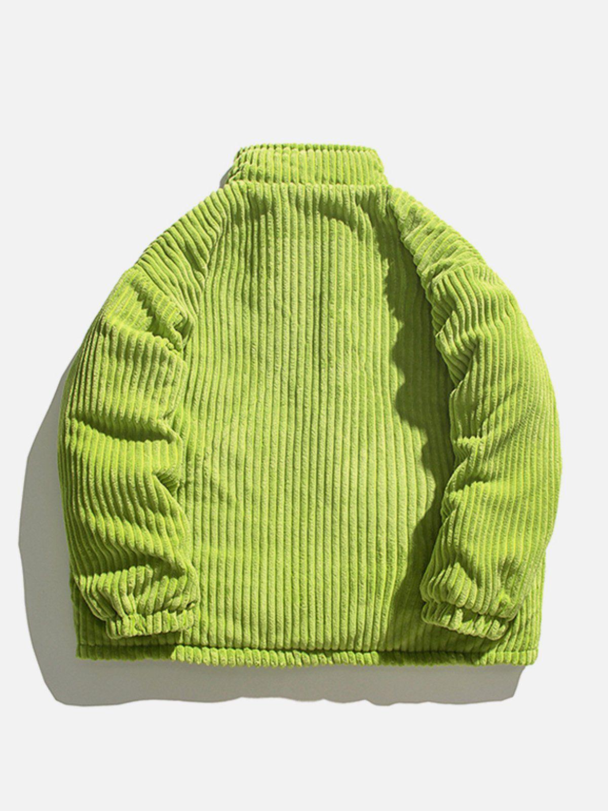 Concert Outfit Solid Corduroy Oversized Pocket Winter Coat