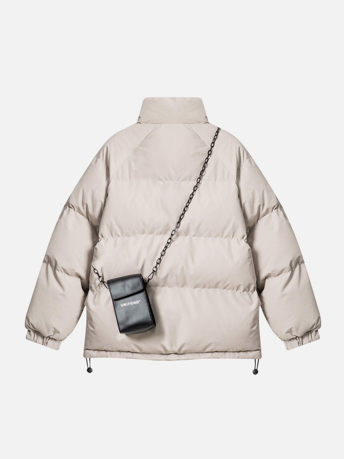 Concert Outfit Solid Detachable Satchel Winter Coat
