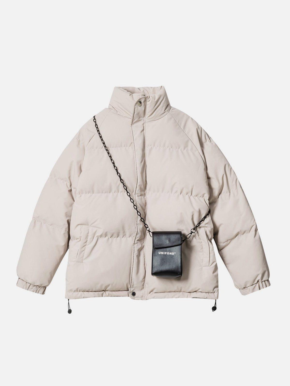 Concert Outfit Solid Detachable Satchel Winter Coat