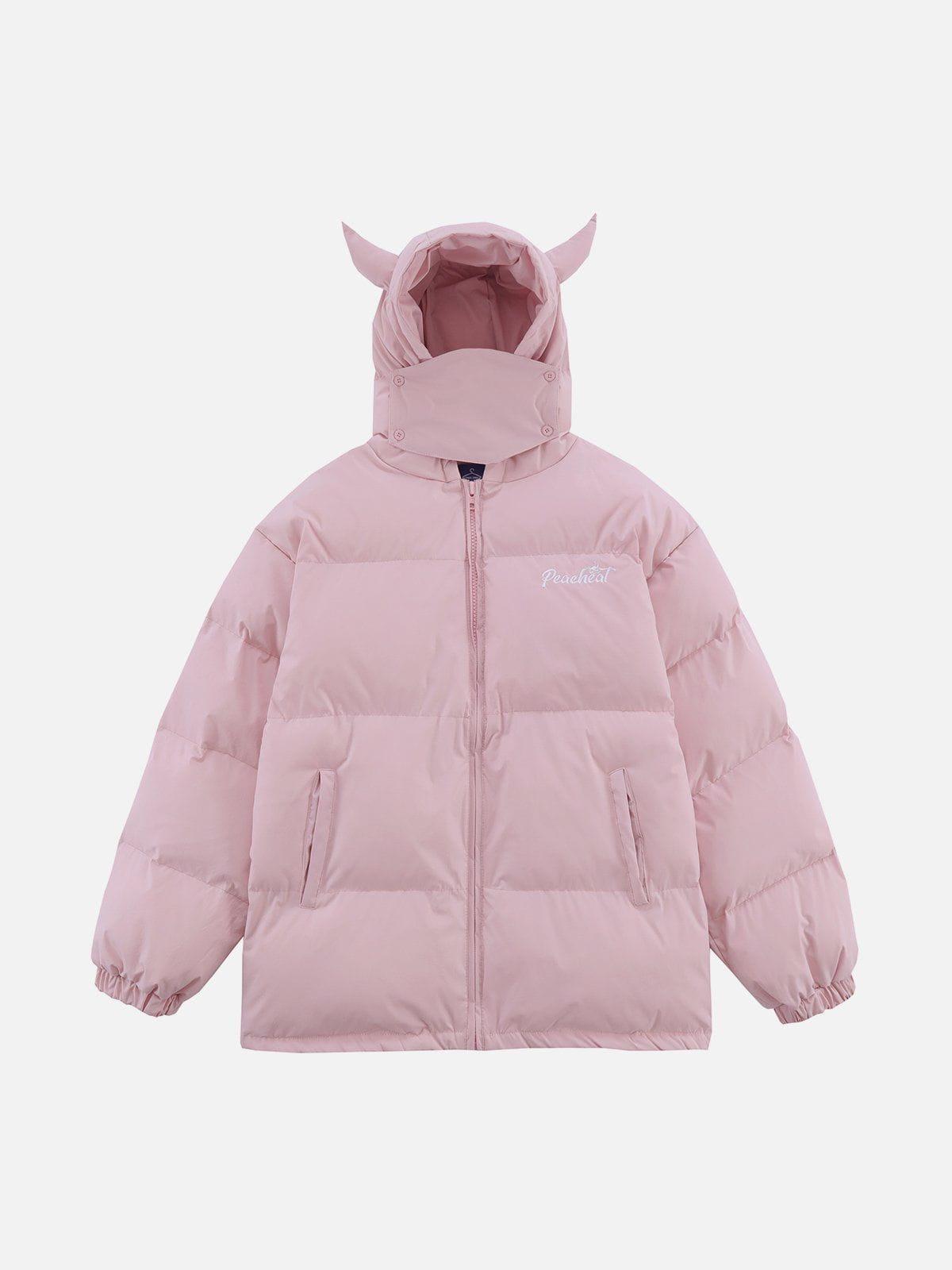 Concert Outfit Solid Embroidered Hood Winter Coat