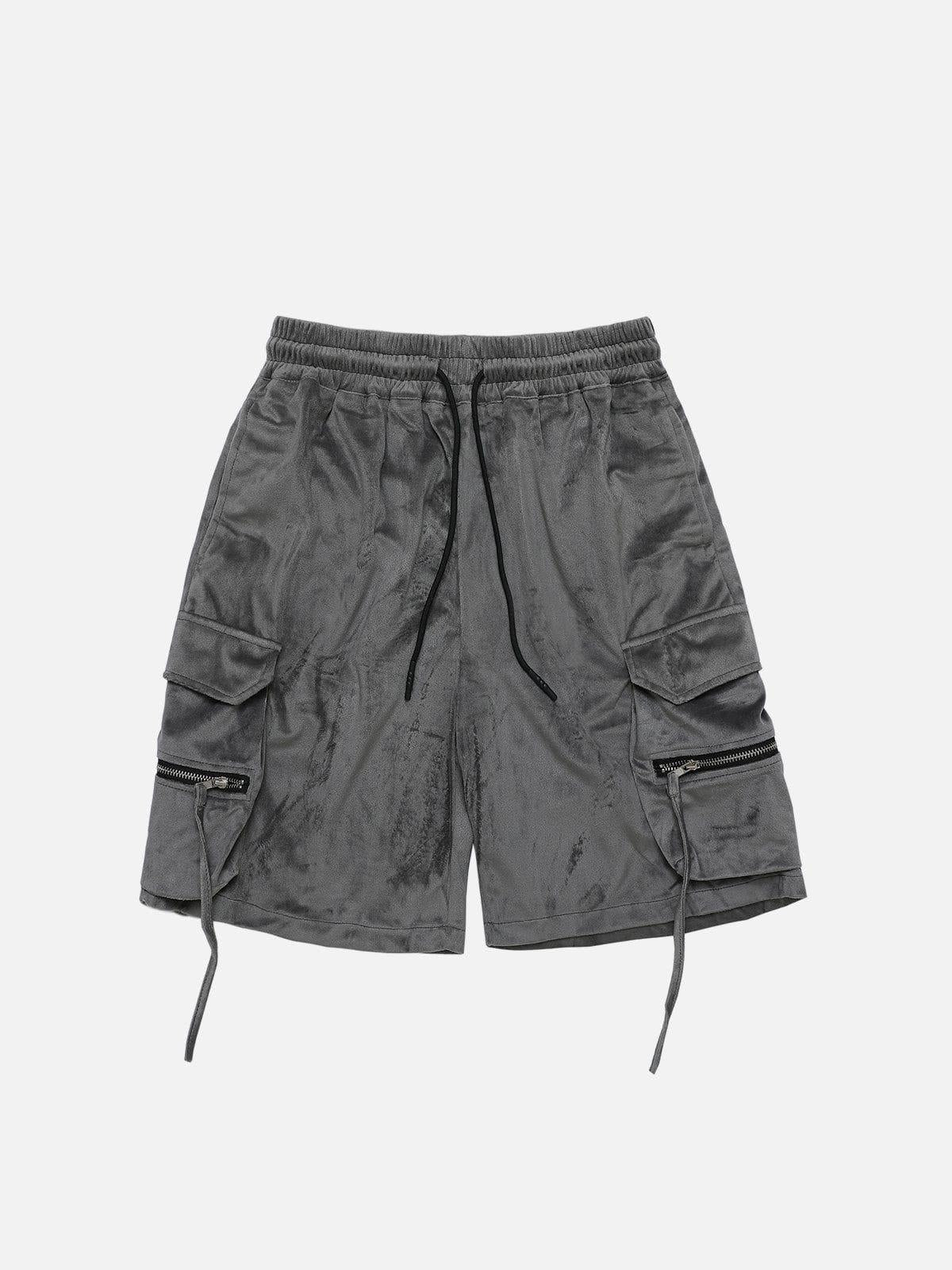 Concert Outfit Solid Zip Up Big Pocket Shorts