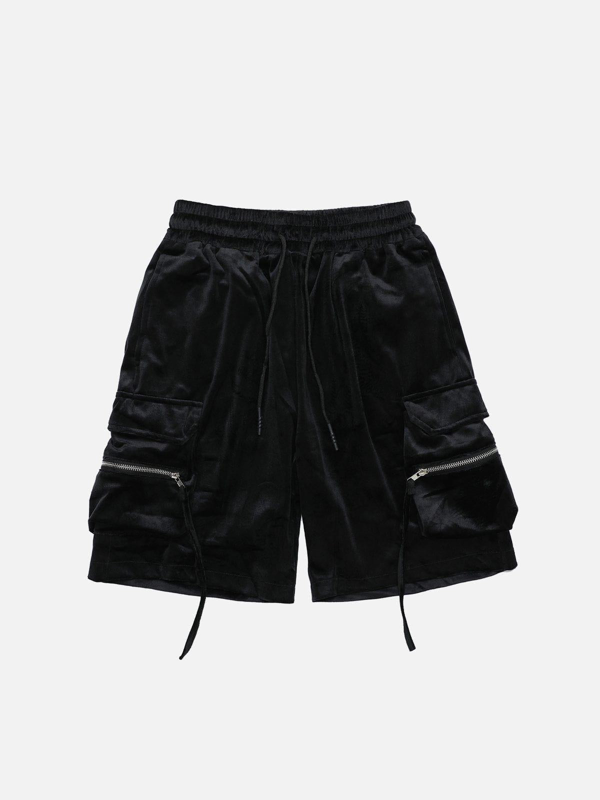 Concert Outfit Solid Zip Up Big Pocket Shorts