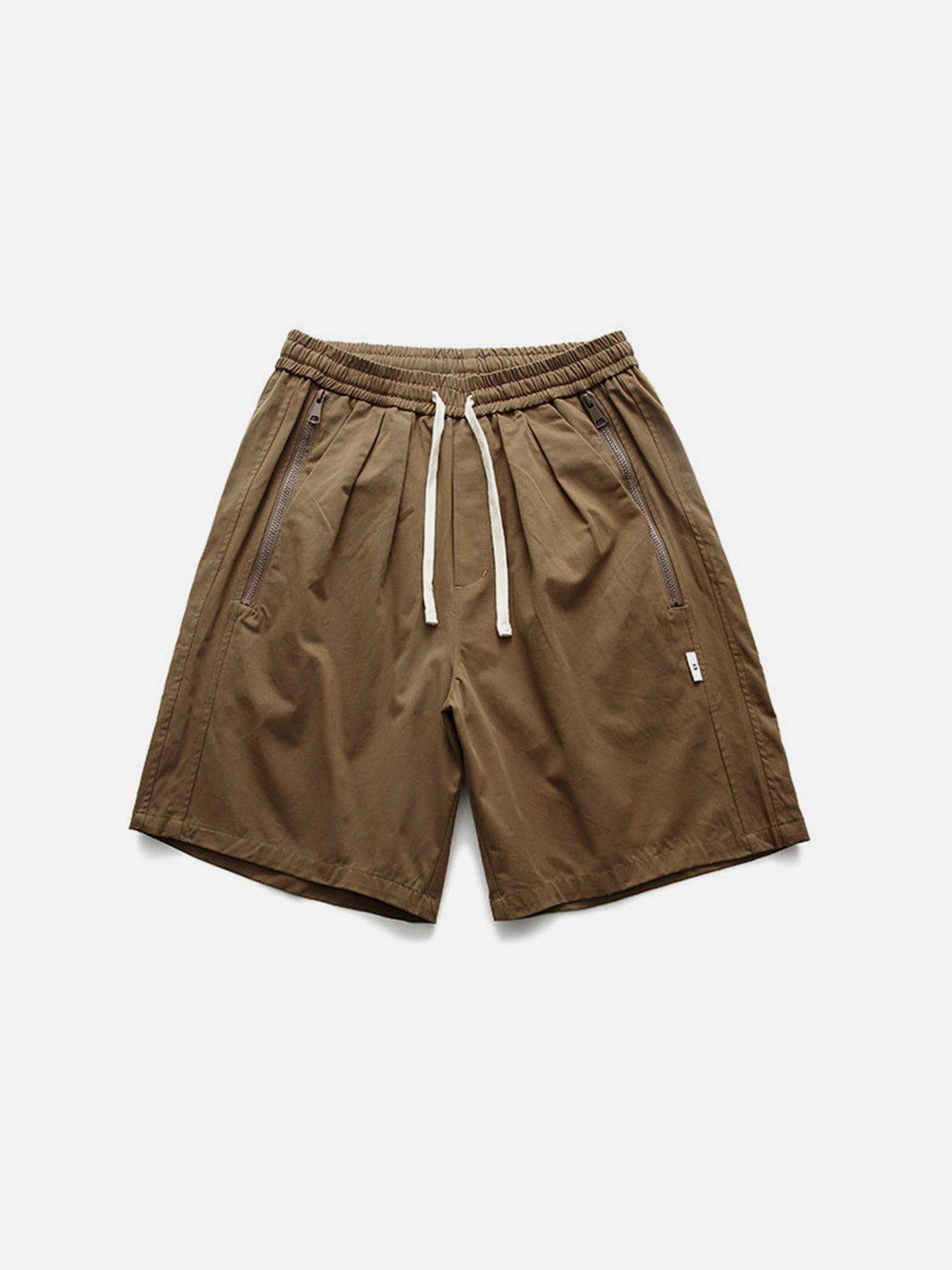 Concert Outfit Solid Zip Up Pocket Shorts