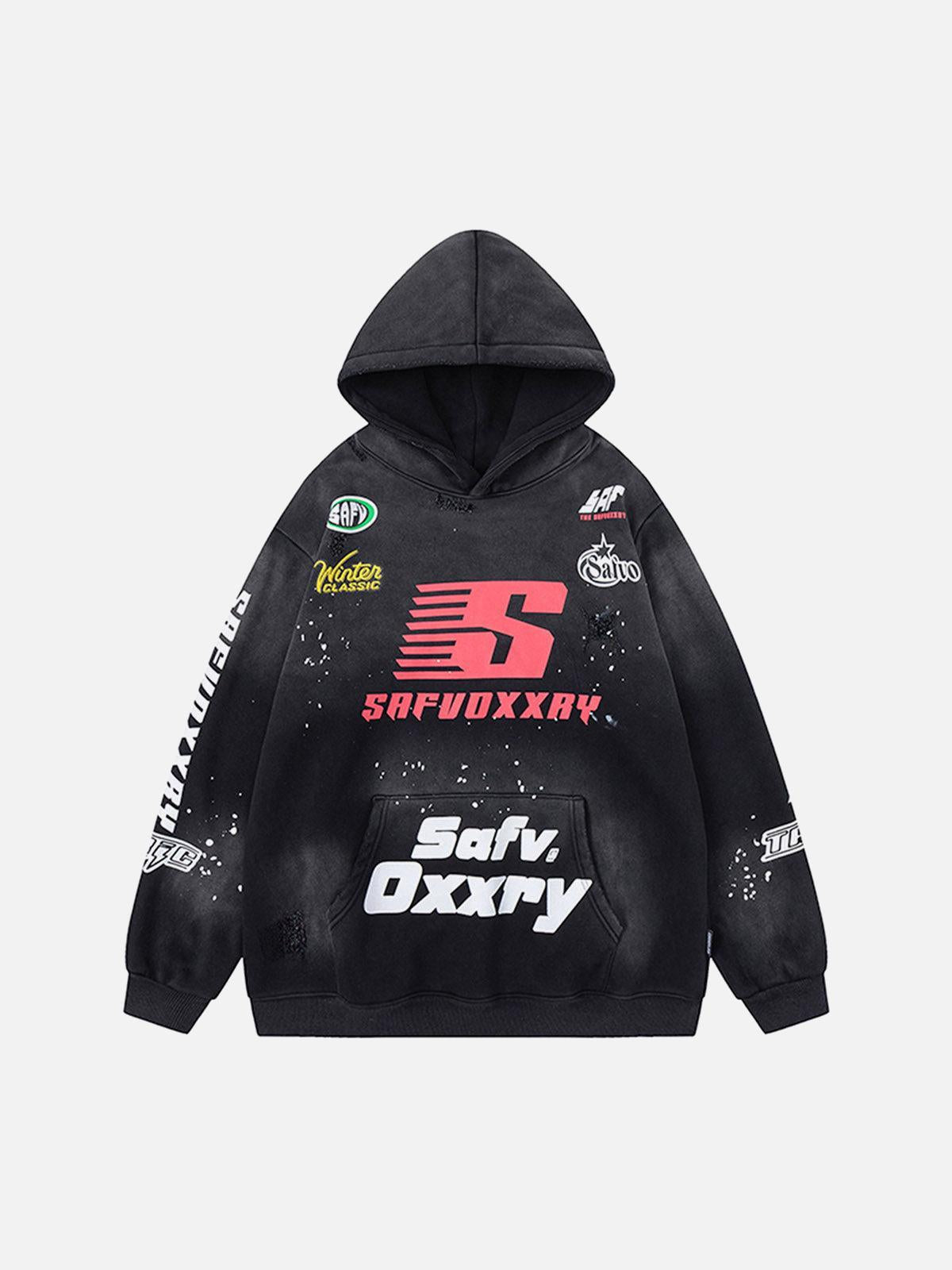 Concert Outfit Speed Graphic Washed Racing Hoodie