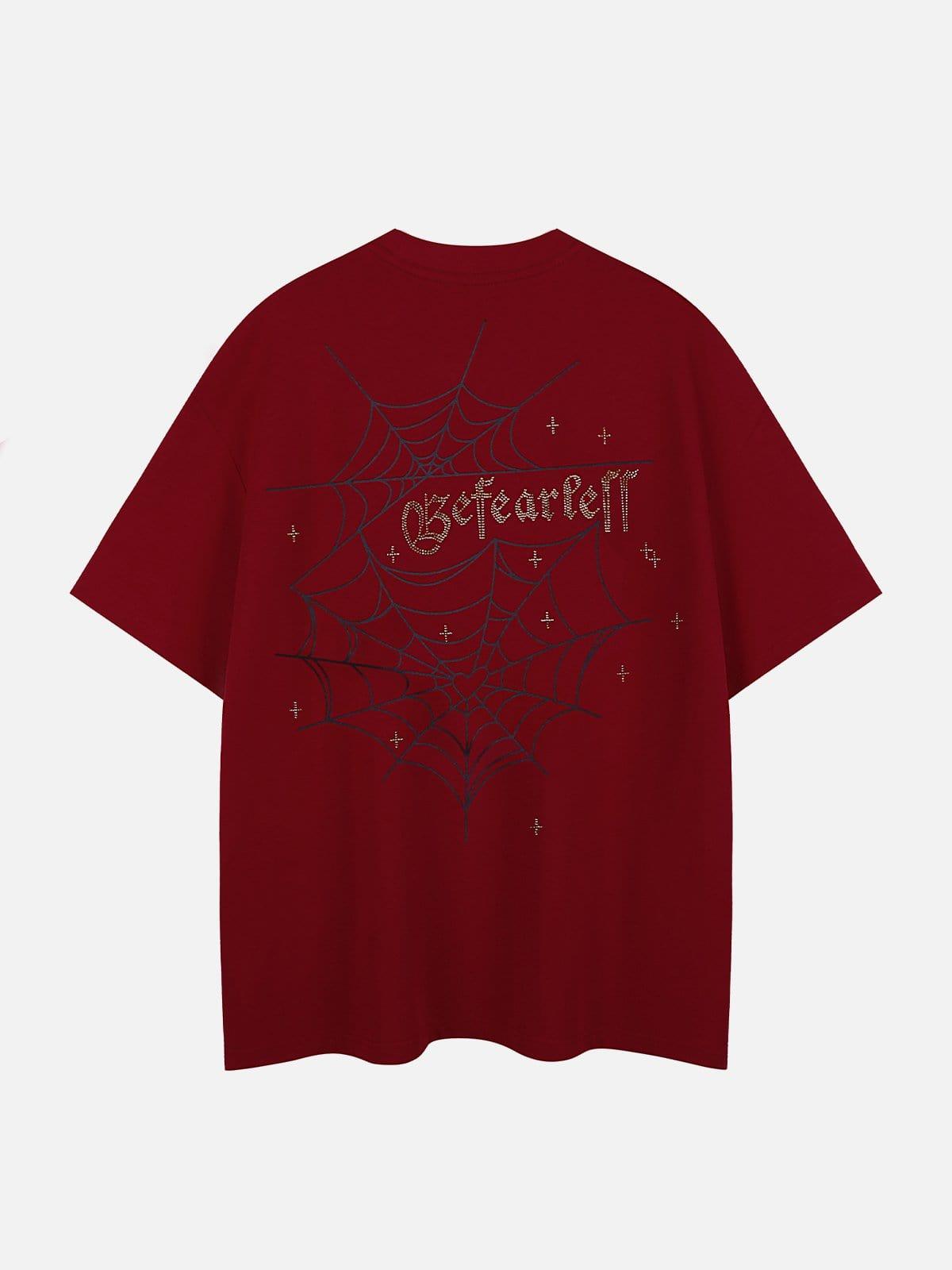 Concert Outfit Spider Hotfix Rhinestones Print Tee
