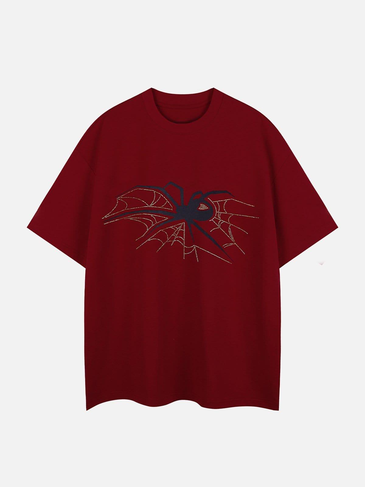Concert Outfit Spider Hotfix Rhinestones Print Tee