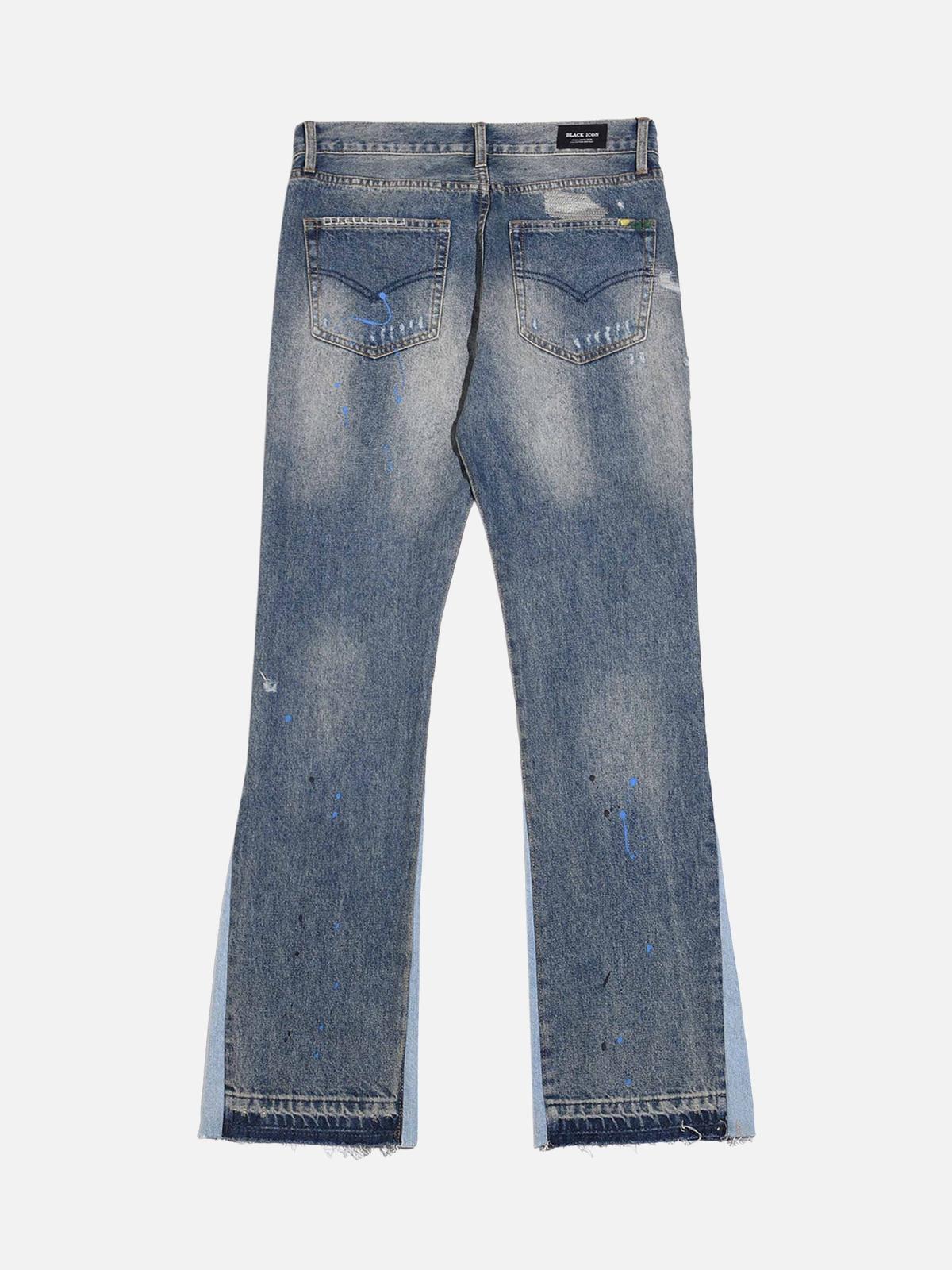 Concert Outfit Splashing Ink Micro Horn Deconstruction Stitching Jeans